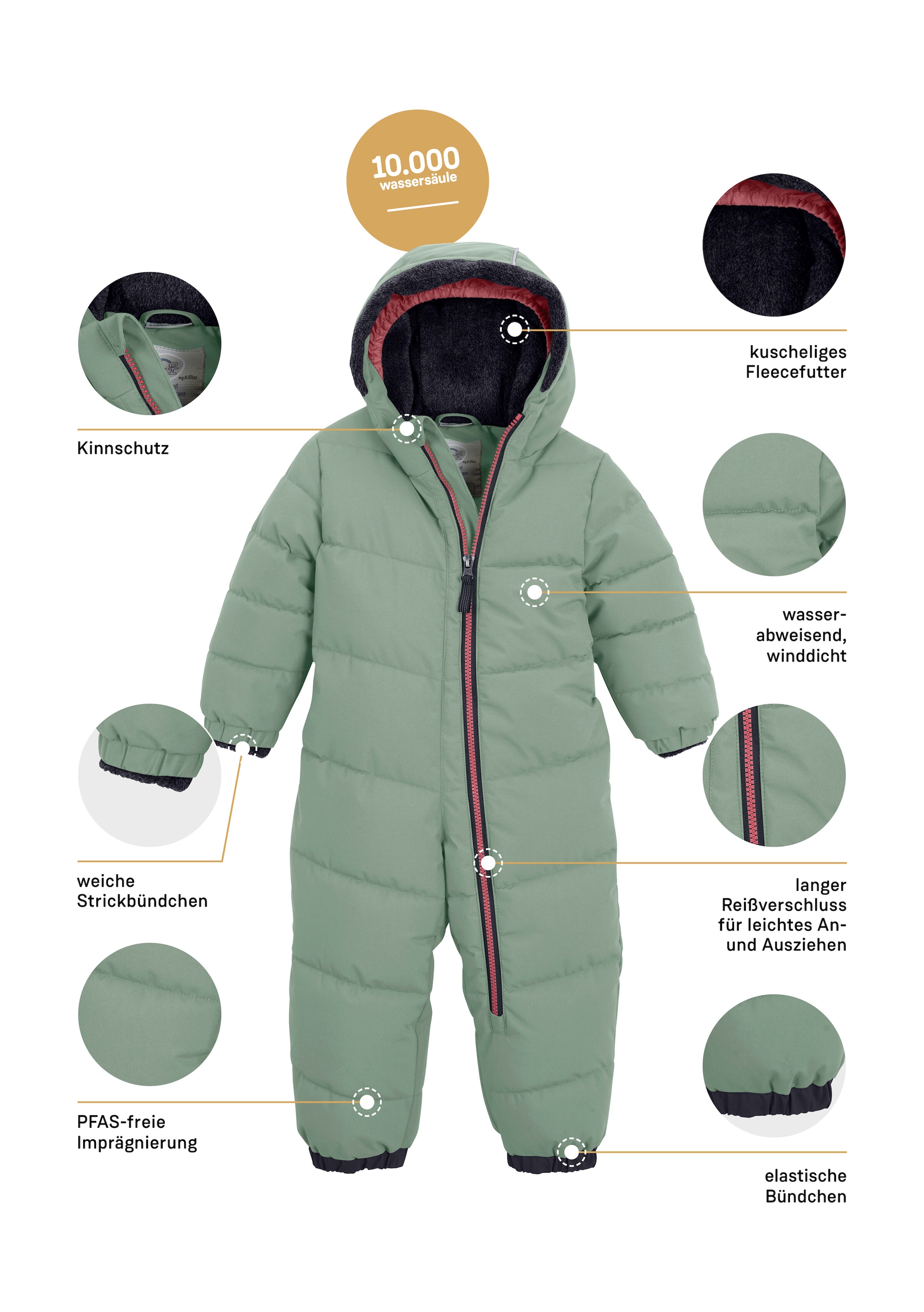 first instinct by killtec Overall »FIOW 20 MNS QLTD ONPC« Steppoverall mit Kapuze, 10.000 mm Wassersäule, Teddyfell innen