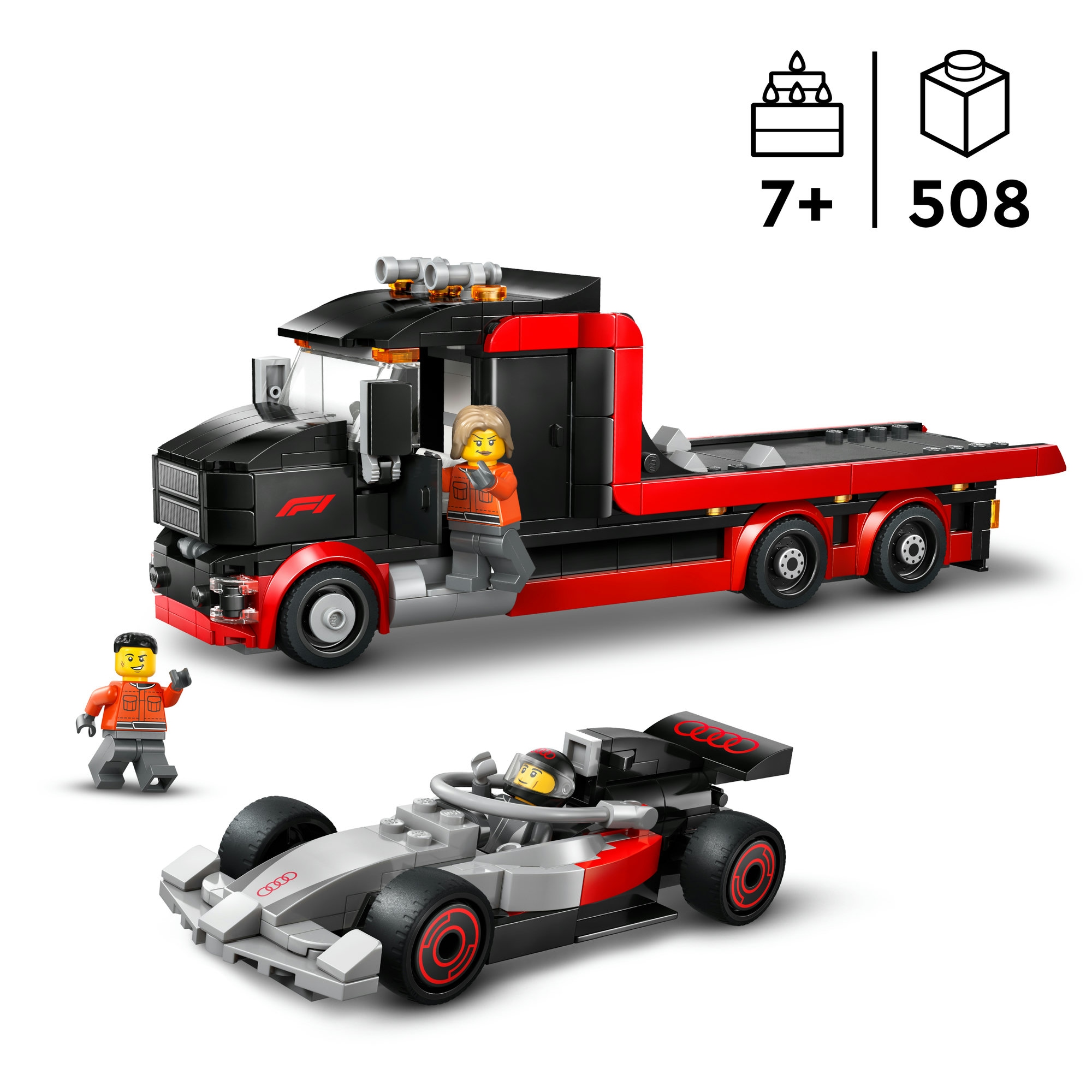 LEGO® Konstruktionsspielsteine »F1 Truck mit Audi F1 Rennwagen (60493), LEGO City«