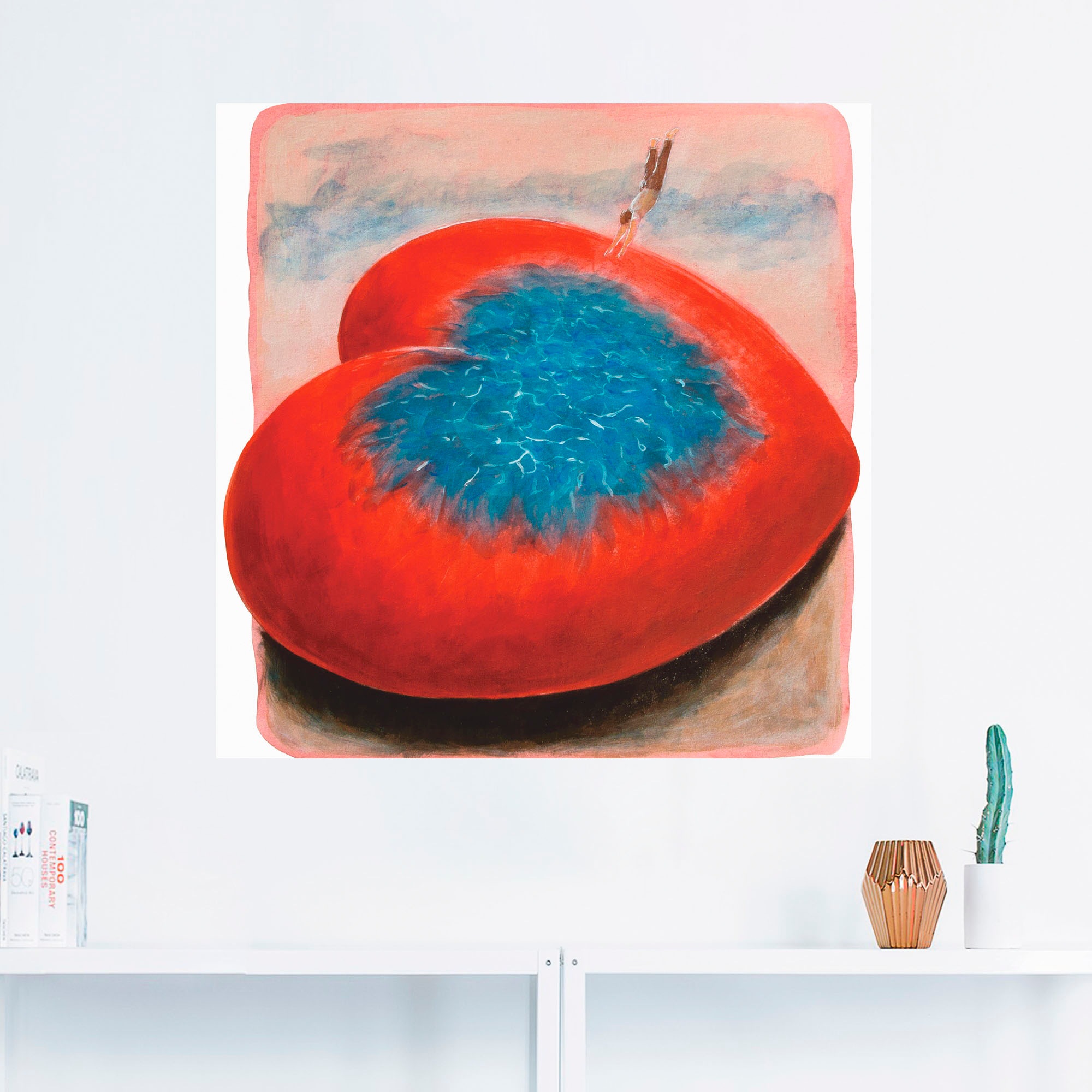 Artland Wandbild »Sprung ins kalte Wasser«, Herzen, (1 St.), als Leinwandbild, Wandaufkleber oder Poster in versch. Größen