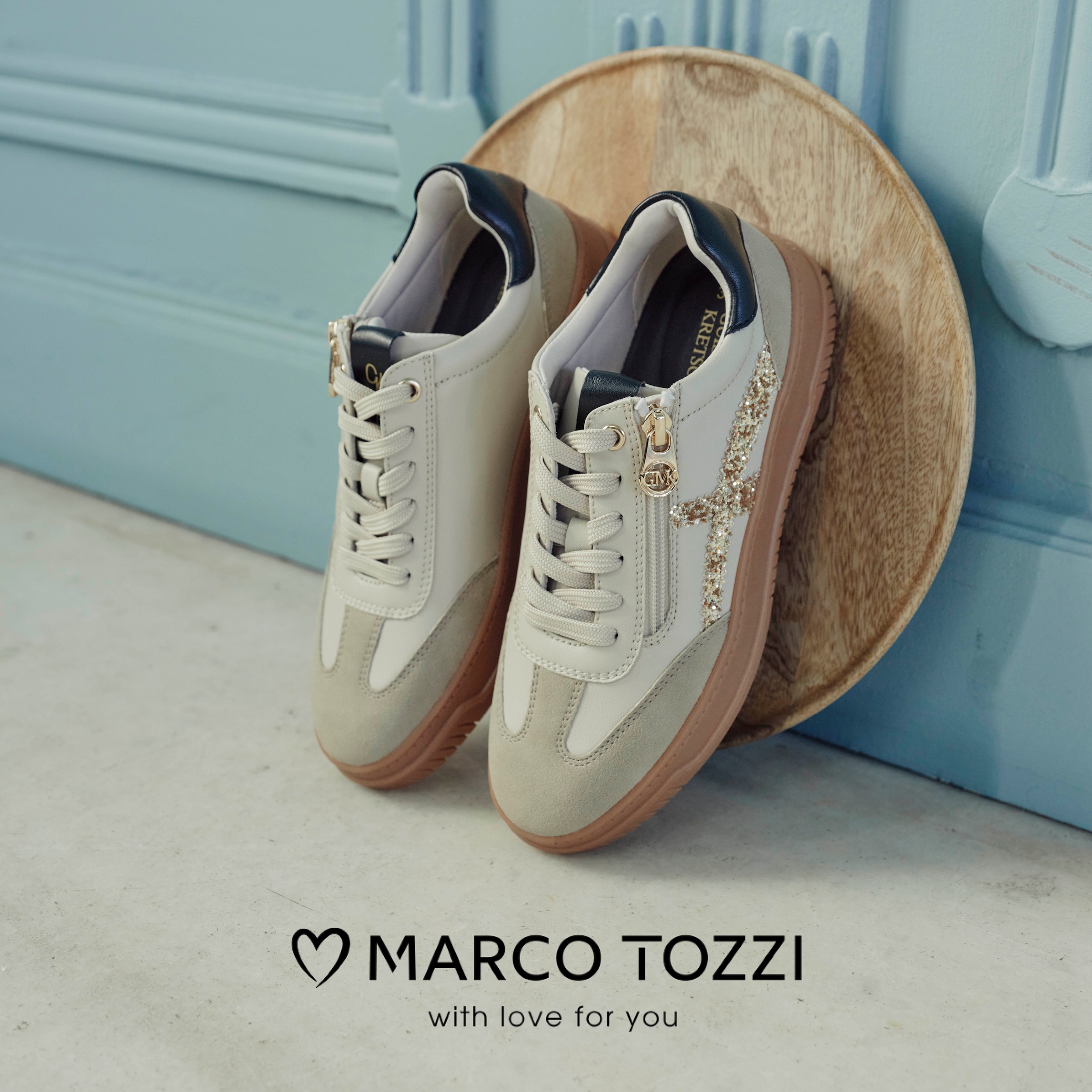 MARCO TOZZI by GMK Plateausneaker  Freizeitschuh, Halbschuh, Schnürer mit Glitzerdetails
