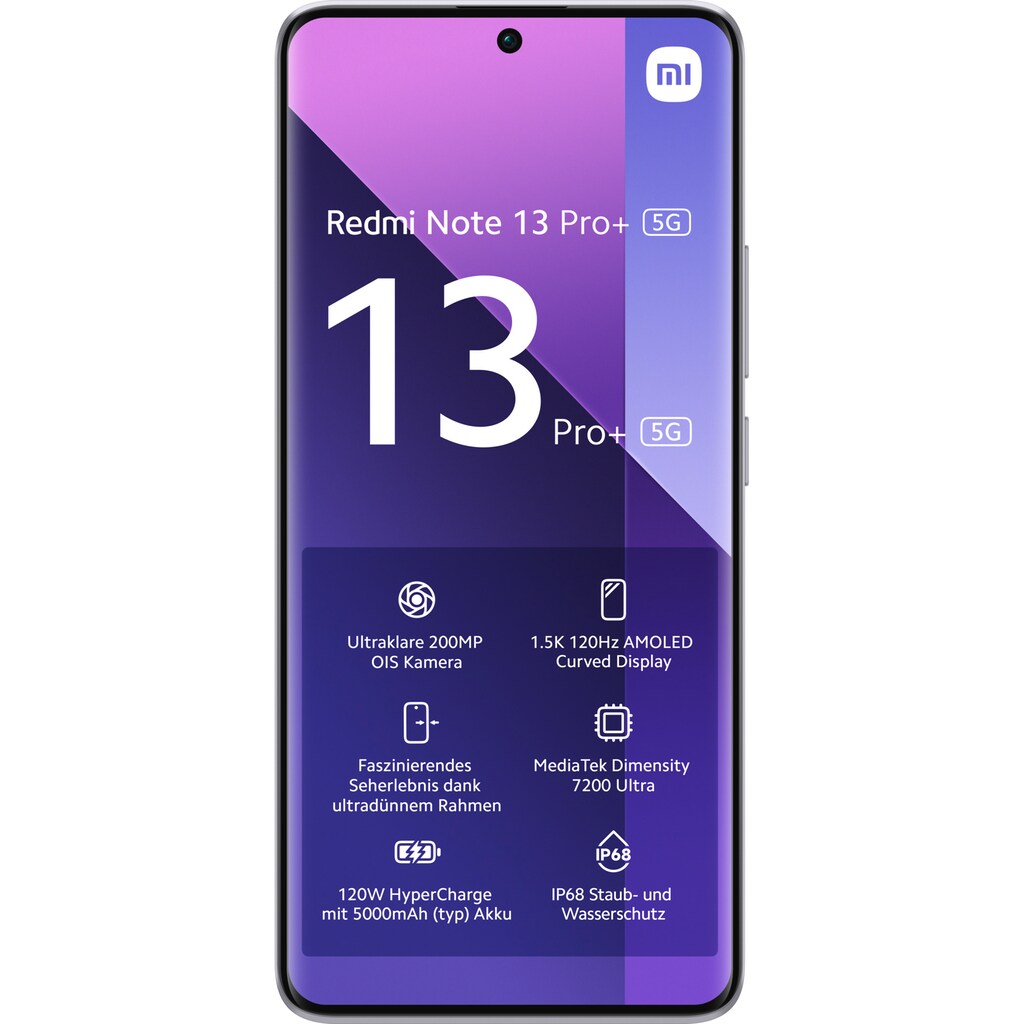 Xiaomi Smartphone »Redmi Note 13 Pro+ 5G 12GB+512GB«, Lila, 16,94 cm/6,67 Zoll, 512 GB Speicherplatz, 200 MP Kamera