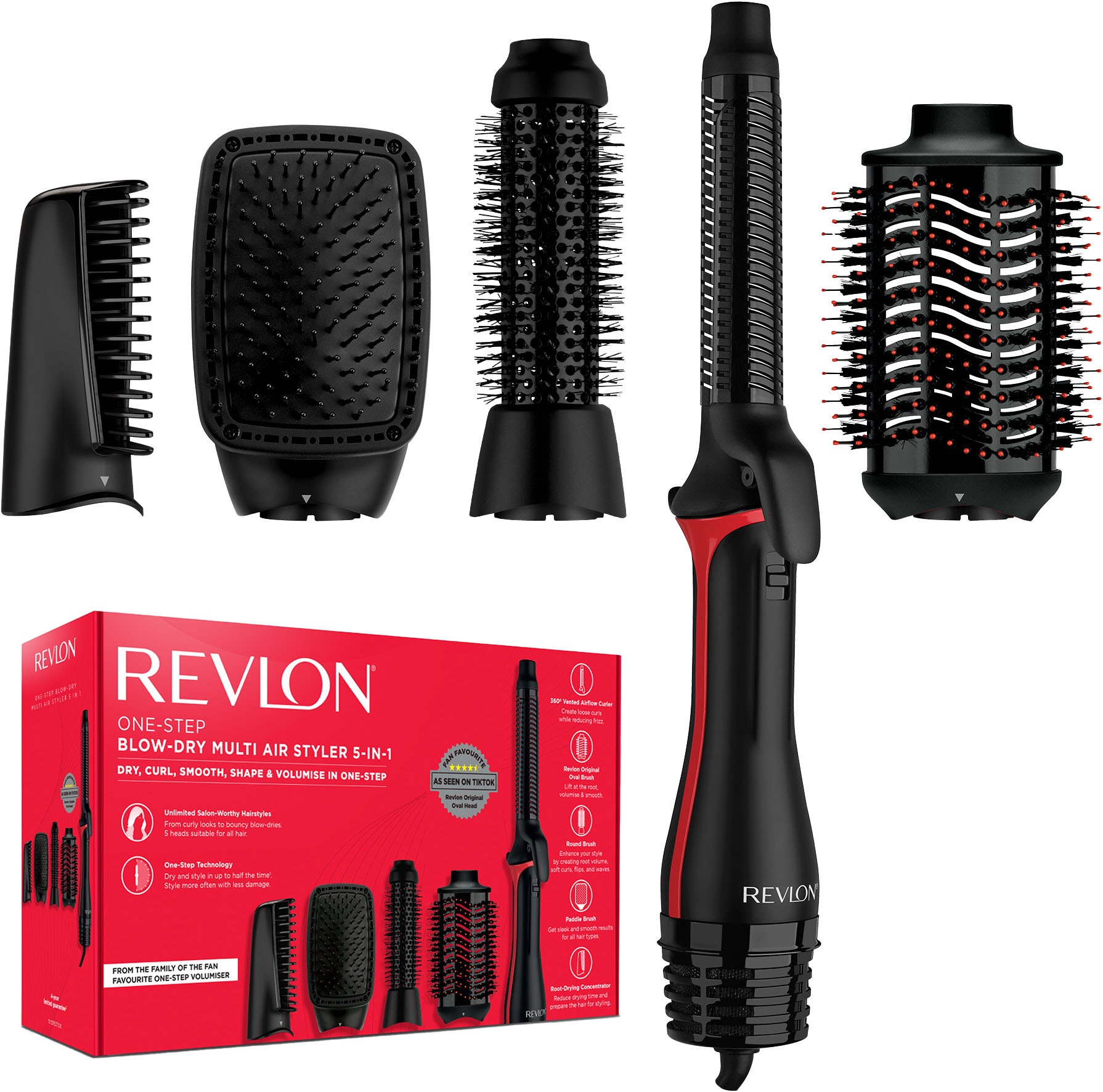 Revlon Multihaarstyler »ONE-STEP Air Styler 5-in-1 mit Original-Kopf - RVDR5371E« 5 Aufsätze Unbegrenzte Frisiermöglichkeiten dank 5 hochwertigen...