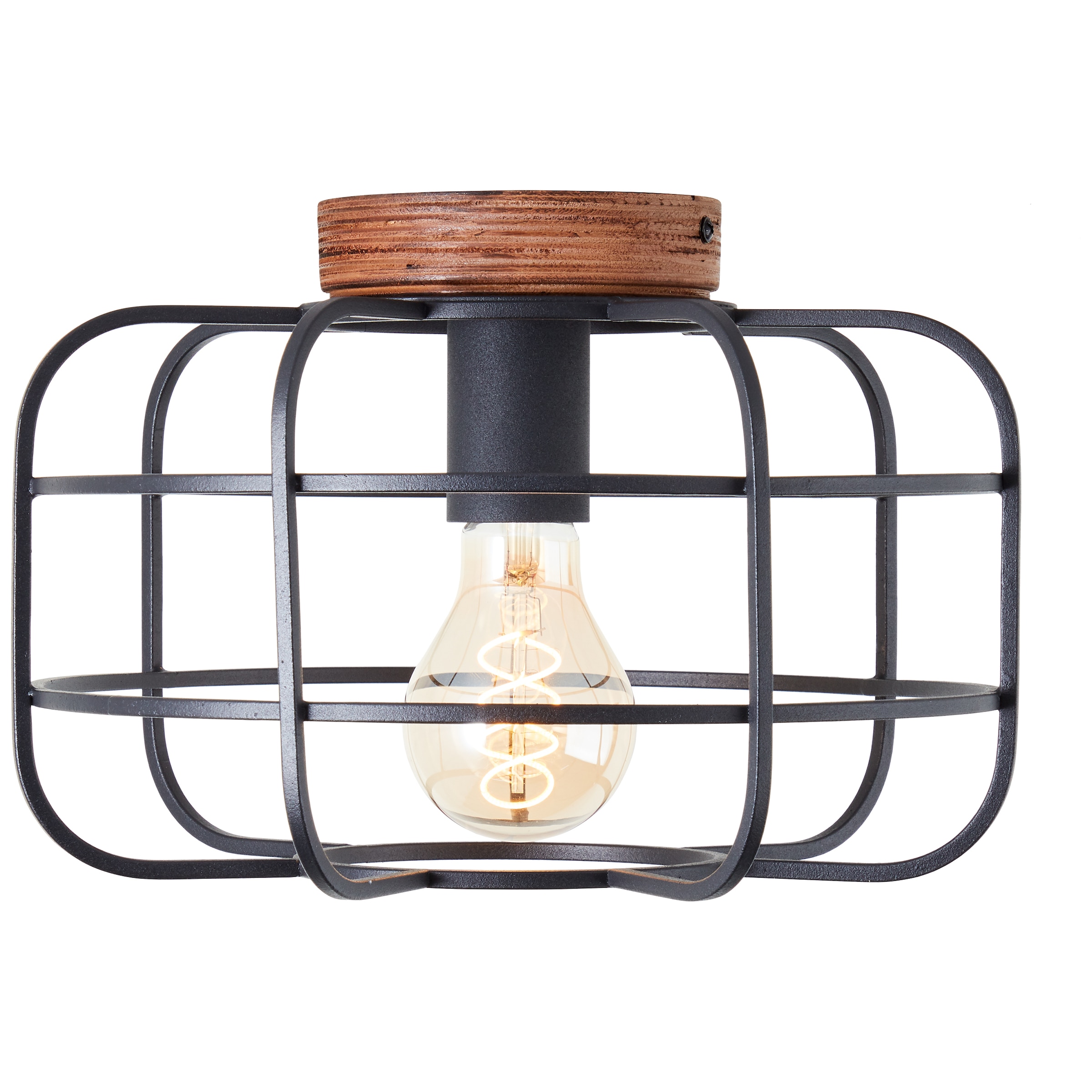 Brilliant Deckenleuchte »Gwen«, 1 flammig, Leuchtmittel E27 | ohne Leuchtmittel, D 30 cm, H 20 cm, E27, Metall/Holz, schwarz