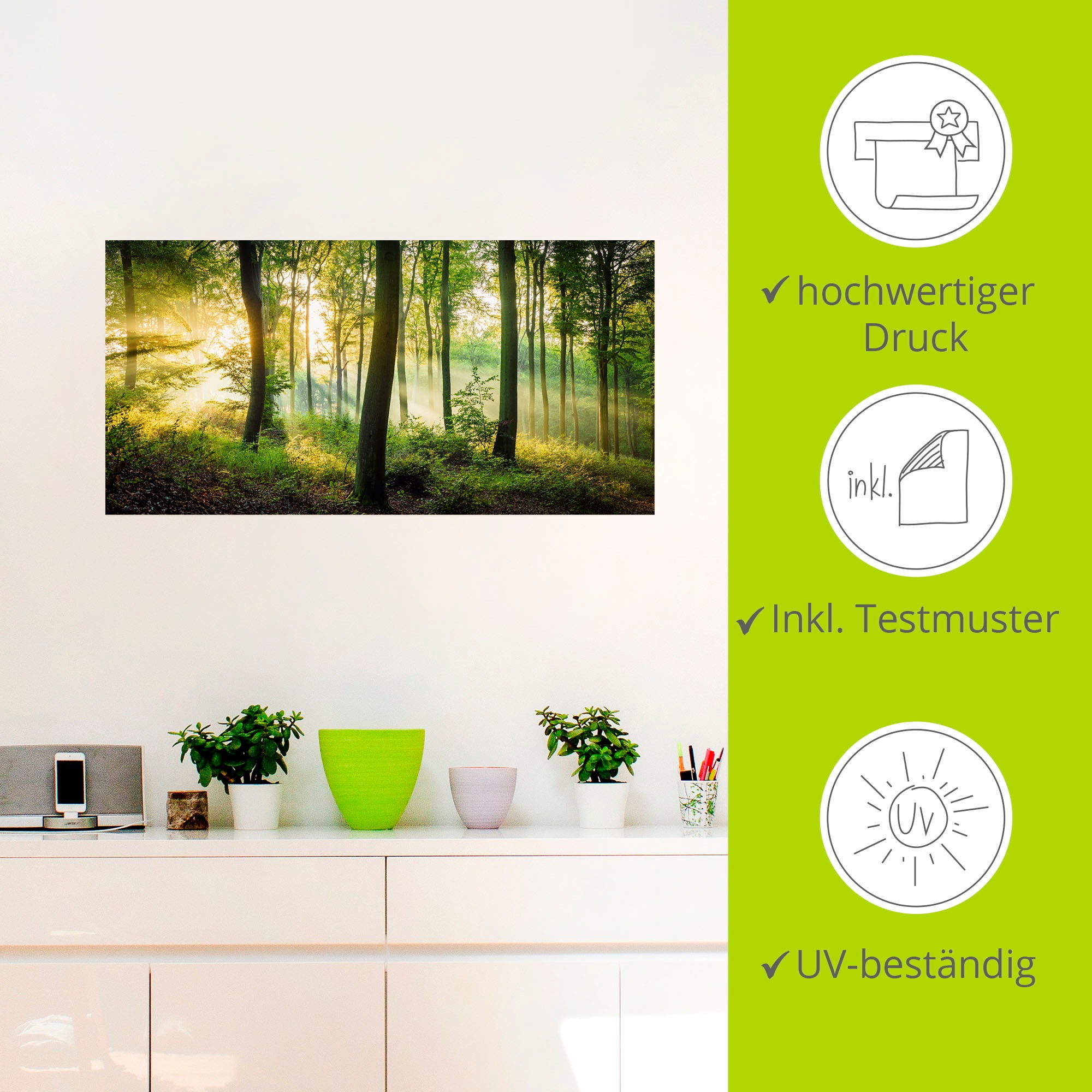 Artland Wandbild »Herbst im Wald II«, Waldbilder, (1 St.), als Alubild, Outdoorbild, Leinwandbild, Poster, Wandaufkleber