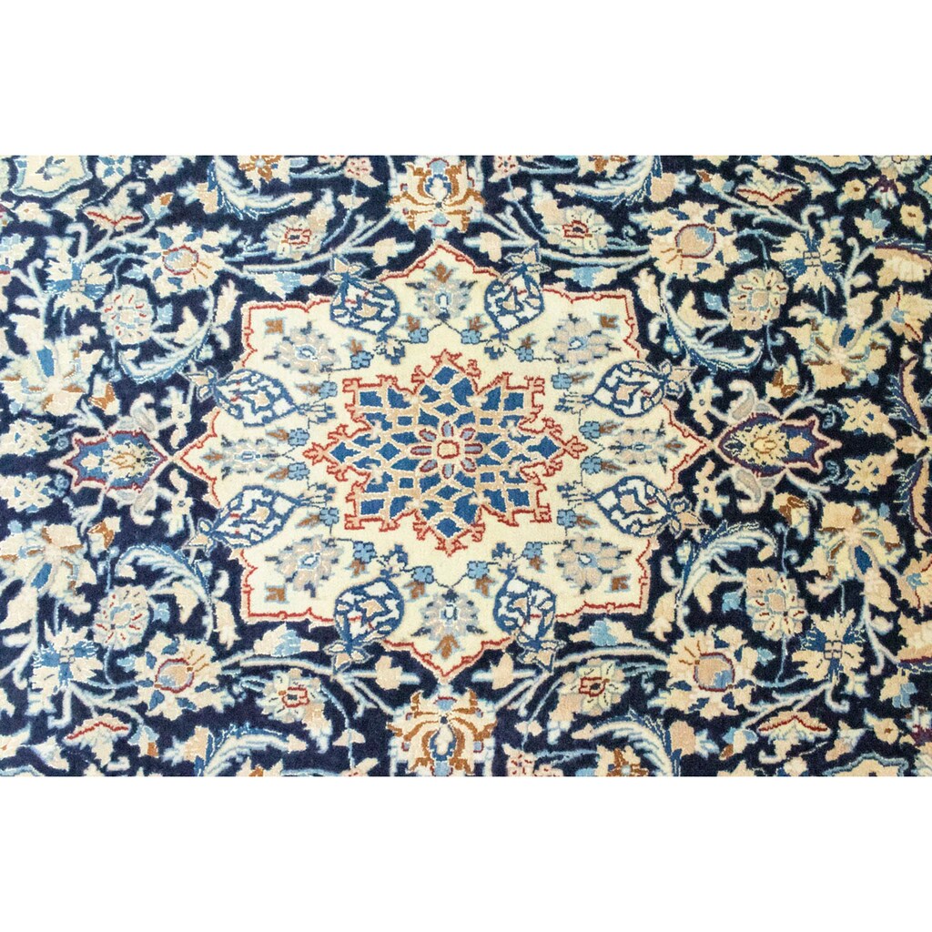morgenland Wollteppich »Nain 9La Medaillon Blu scuro 227 x 138 cm«, rechteckig