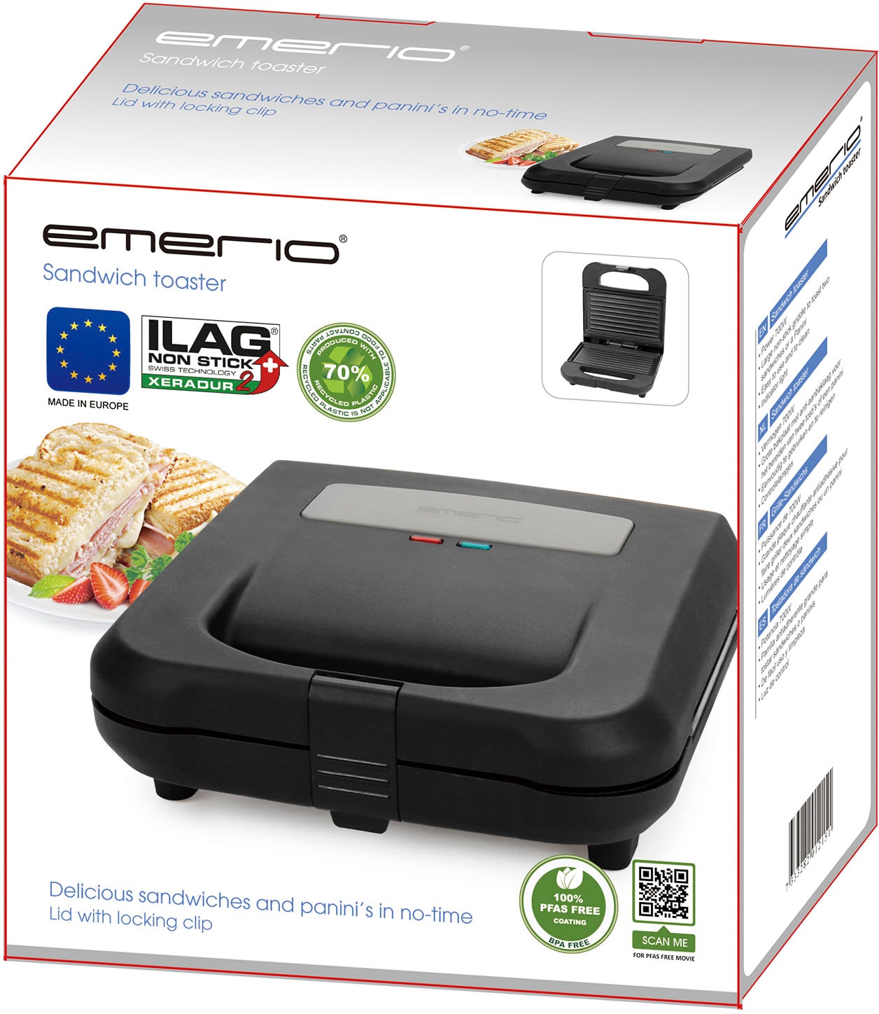 Emerio Sandwichmaker »ST-130038 Panini-Grill, Kontaktgrill«, 700 W