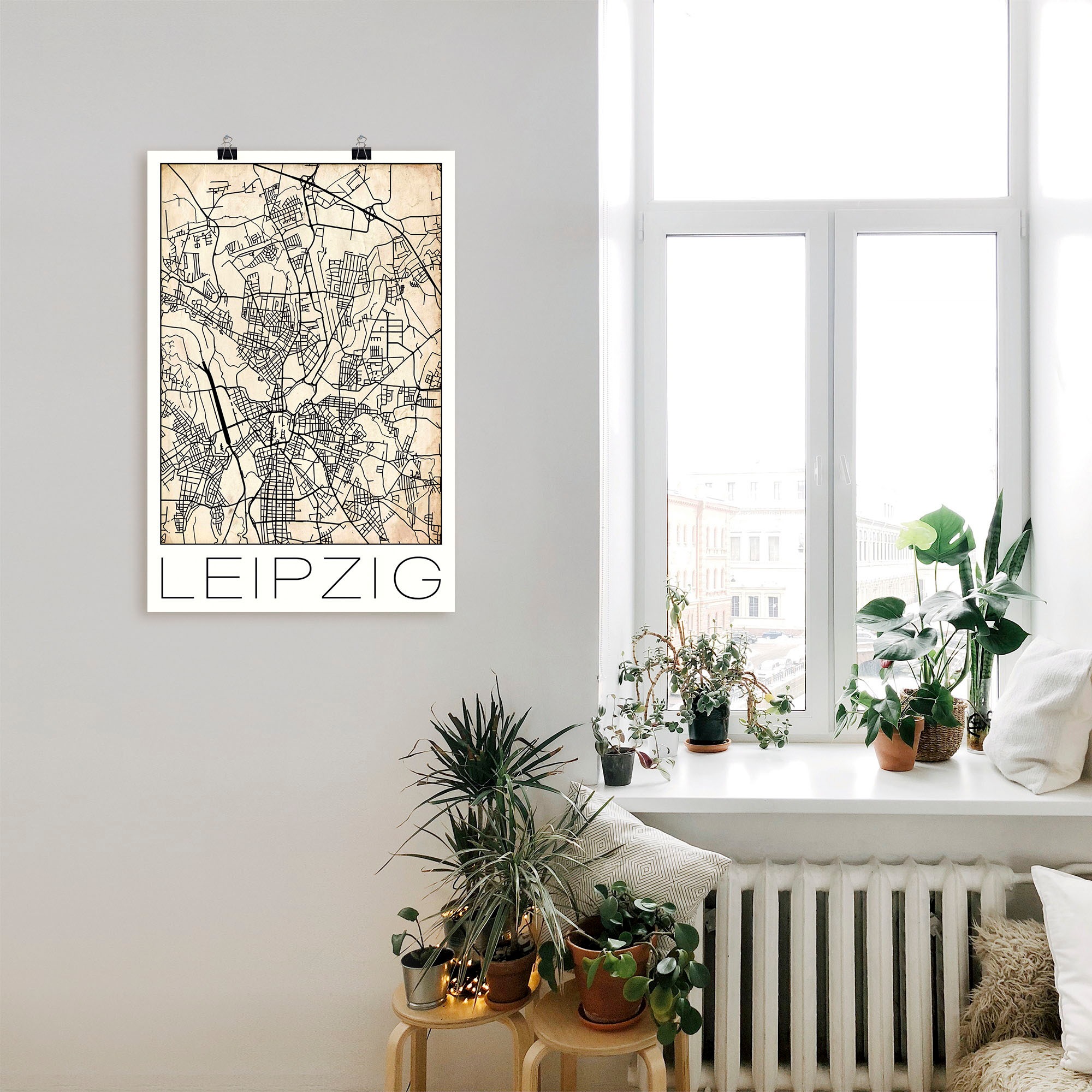 Artland Wandbild »Retro Karte Leipzig Deutschland Grunge«, Deutschland, (1 St.), als Alubild, Leinwandbild, Wandaufkleber oder Poster in versch. Größen