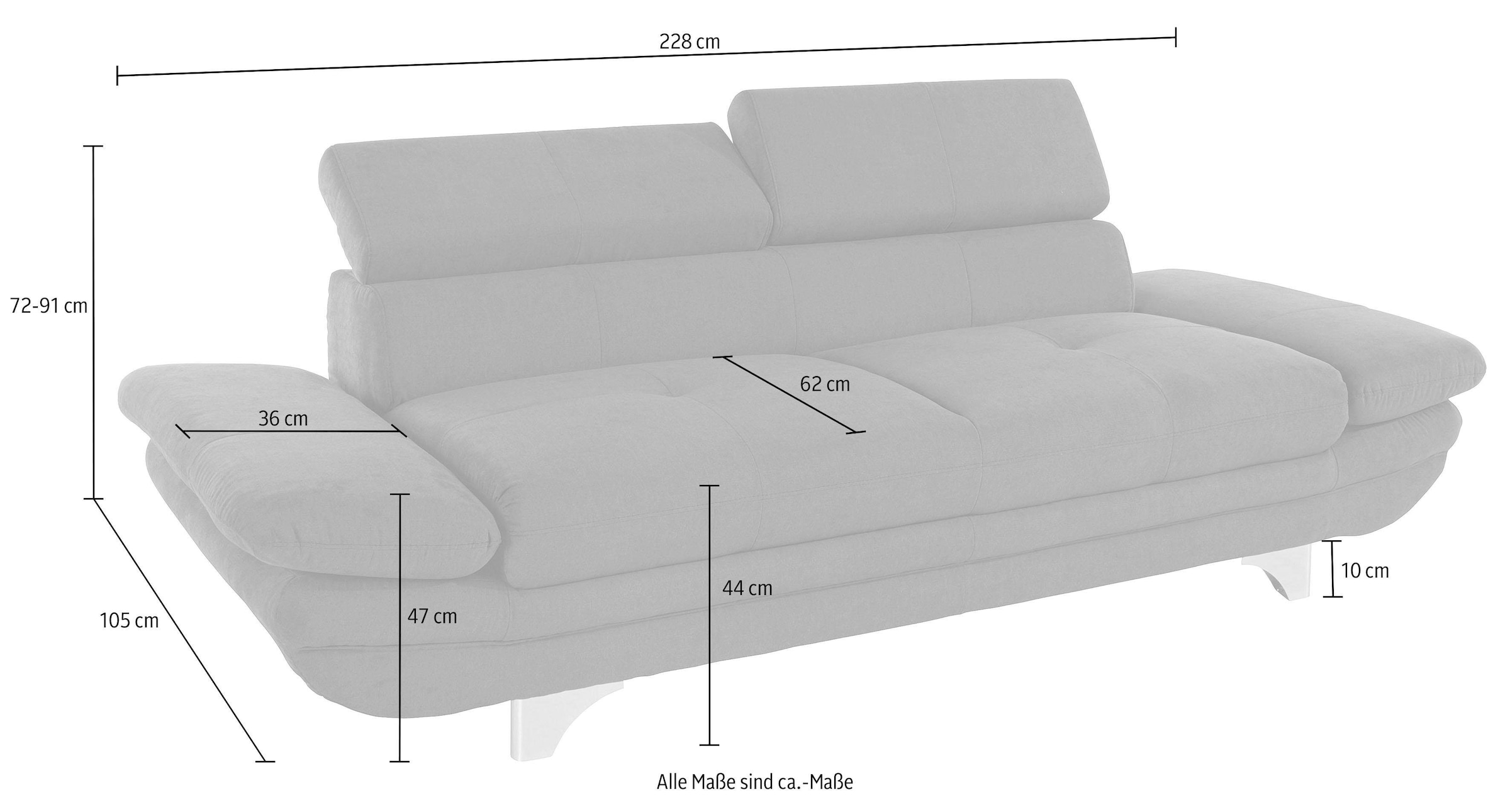 COTTA Polstergarnitur »Enterprise«, (Set), Set bestehend aus 2,5-Sitzer mit Arm- & Kopfteilverstellung & Hocker