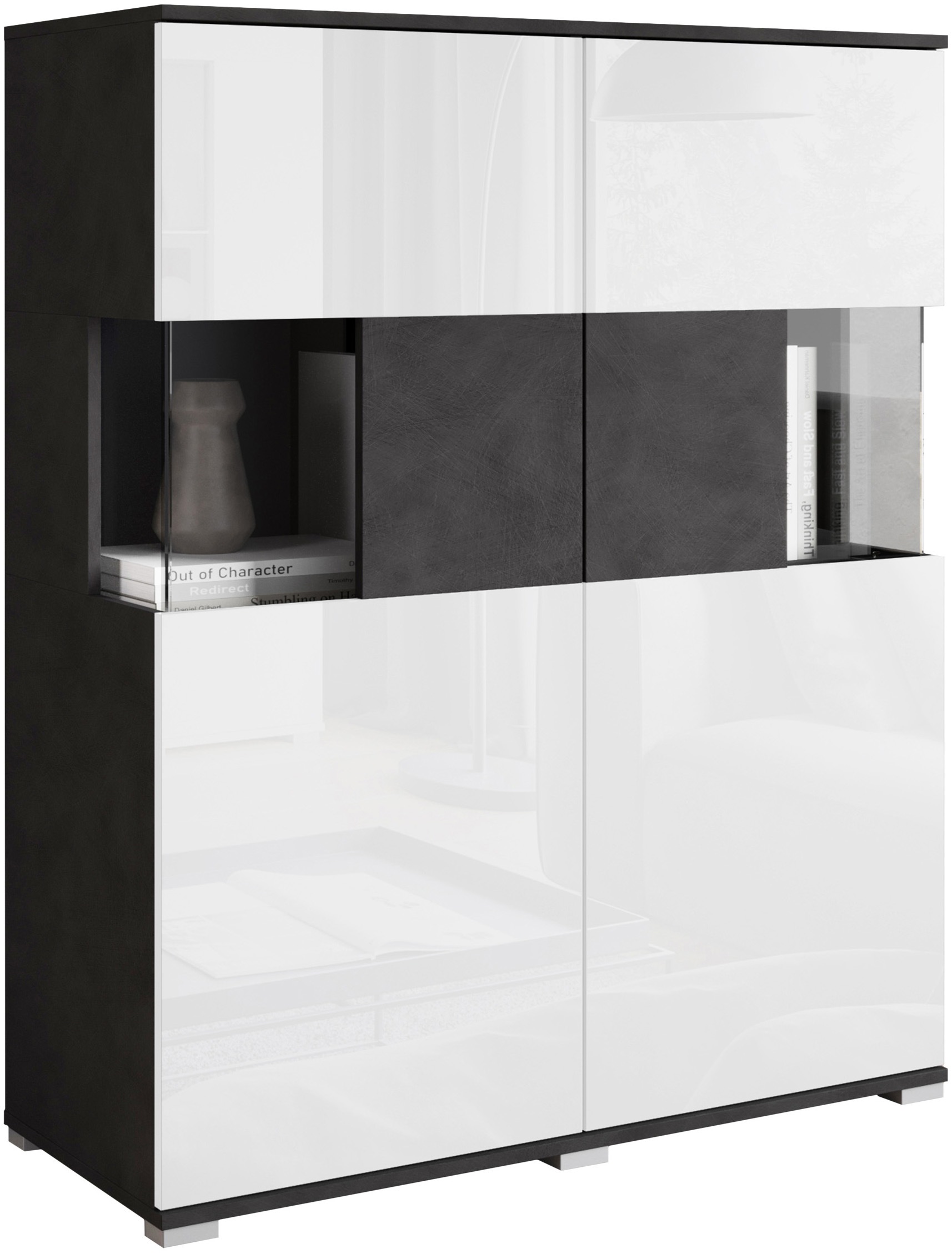 INOSIGN Highboard »Kenia«, (1 St.), Modernes Highboard mit Glastüren, Breite 100 cm