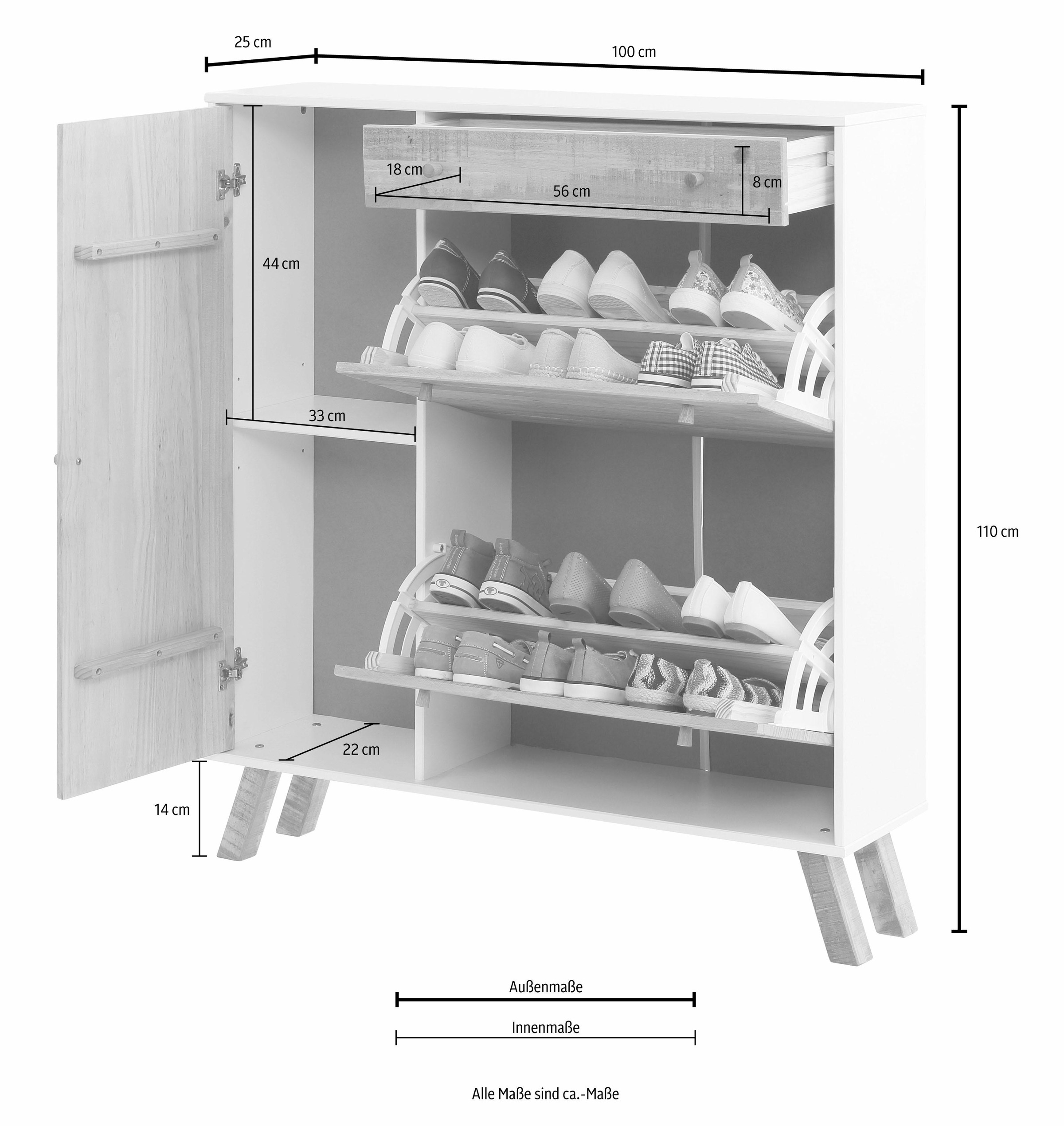 Home affaire Schuhschrank, Rondo», Breite 100 cm, mit 1 Schubalde, 1 Tür und 2 Schuhklappen