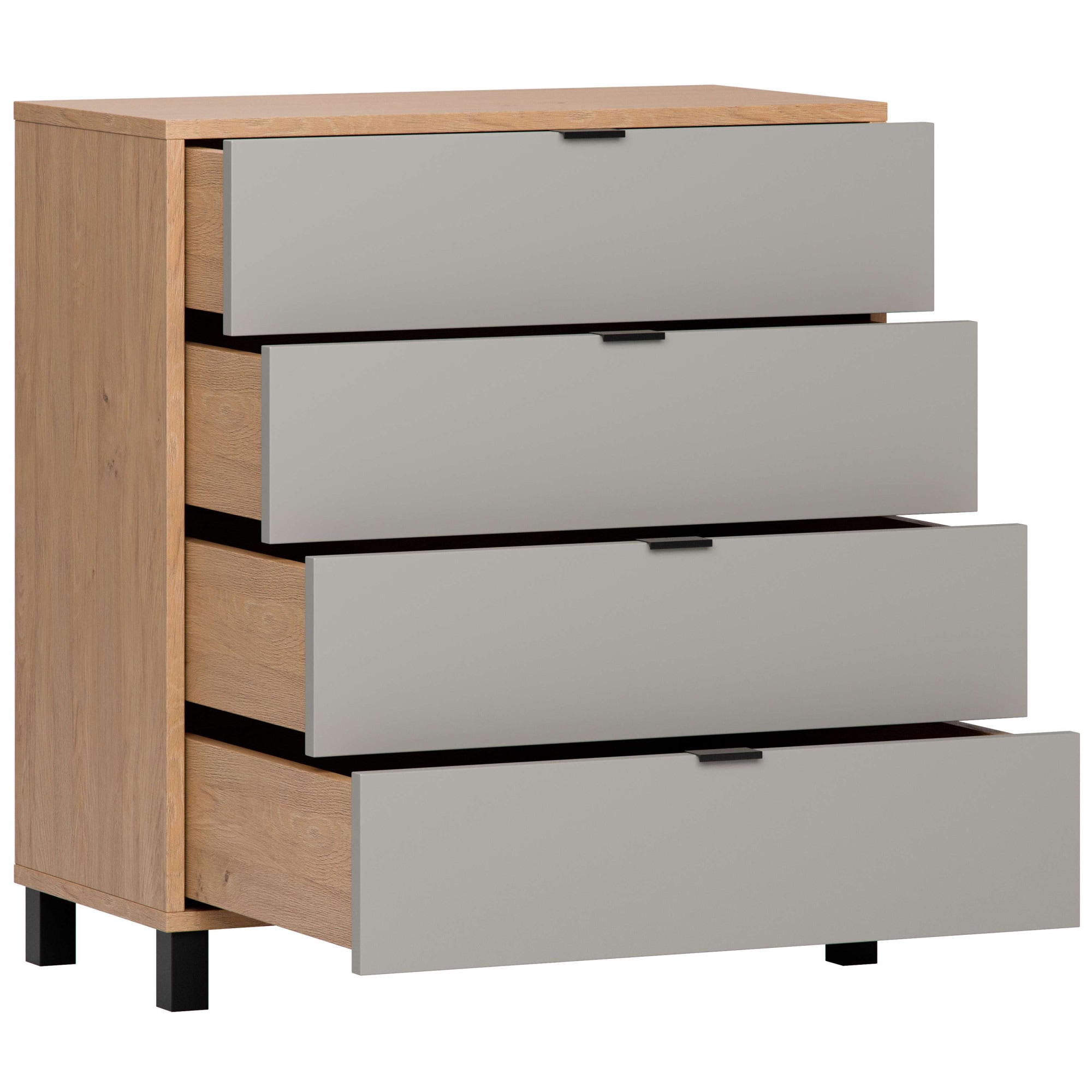 VOX Kommode »SIMPLE Sideboard mit 4 Schubladen, Maße B/T/H: 90/47/94,5 cm« Soft-Close Function, mit schwarzen Metallgriffe