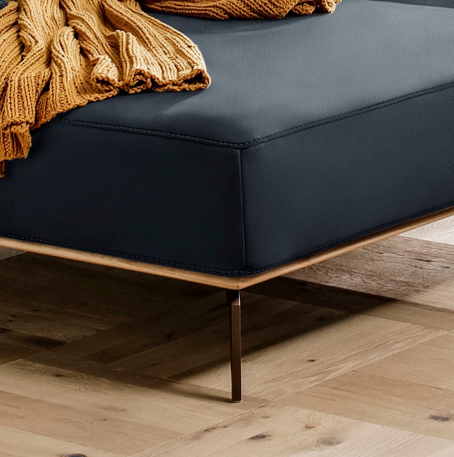 W.SCHILLIG Ecksofa »run, Designsofa mit tollem Sitzkomfort, bequem, L-Form«, mit Holzsockel, Füße in Bronze pulverbeschichtet, Breite 279 cm