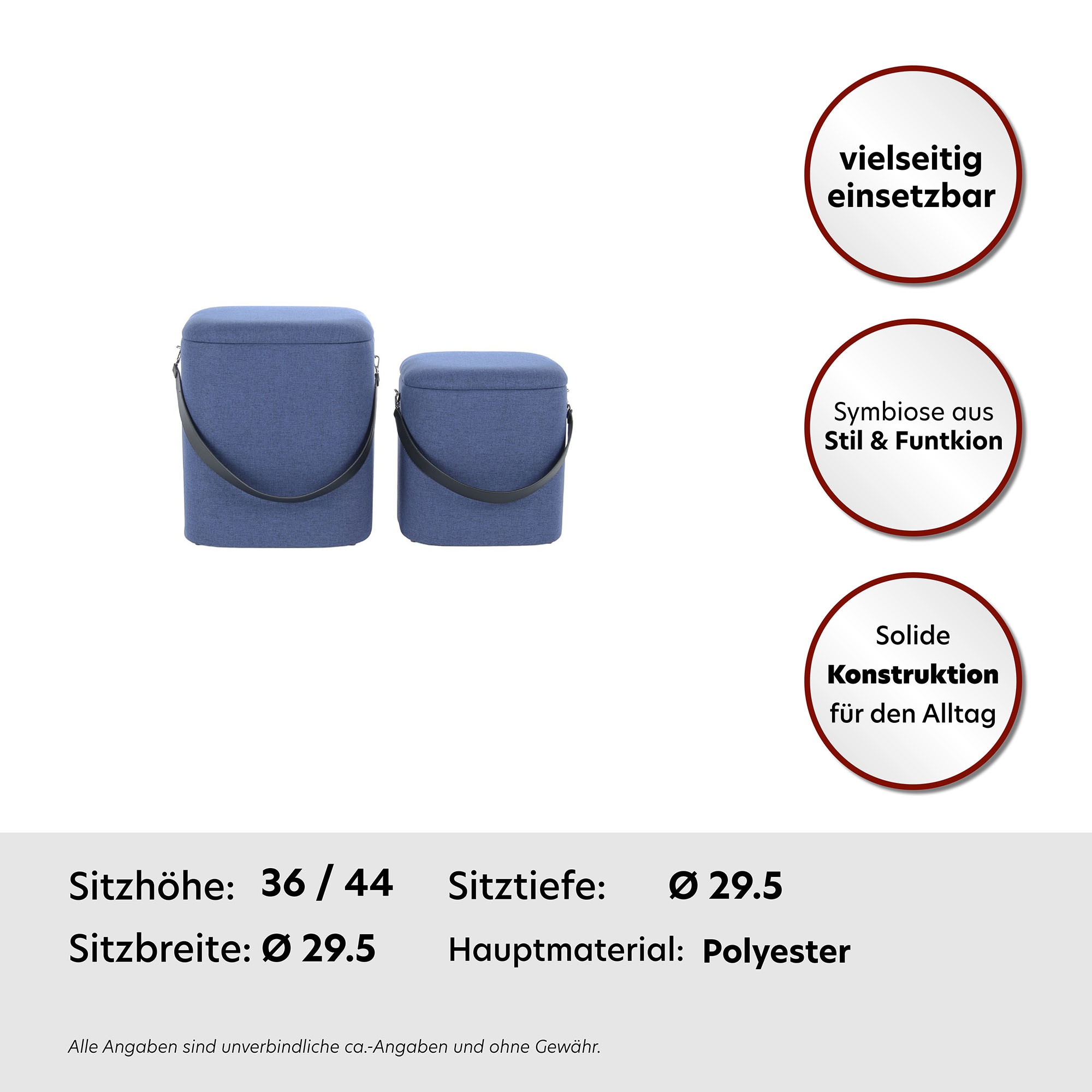 Kayoom Hocker »Arabella 225 2er-Set, abnehmbare Sitzfläche, Lagerfläche im Inneren«, (Set, 2 St.), stapelbar, gepolstert, mit Stauraum, abgerundete quadratische Form