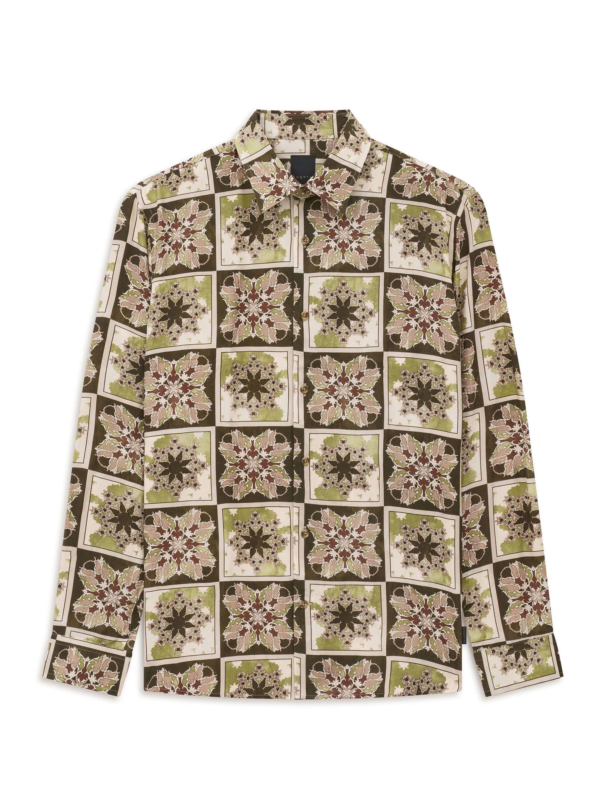 bugatti »Regular Fit« Regular Fit Viskose Muster Kentkragen