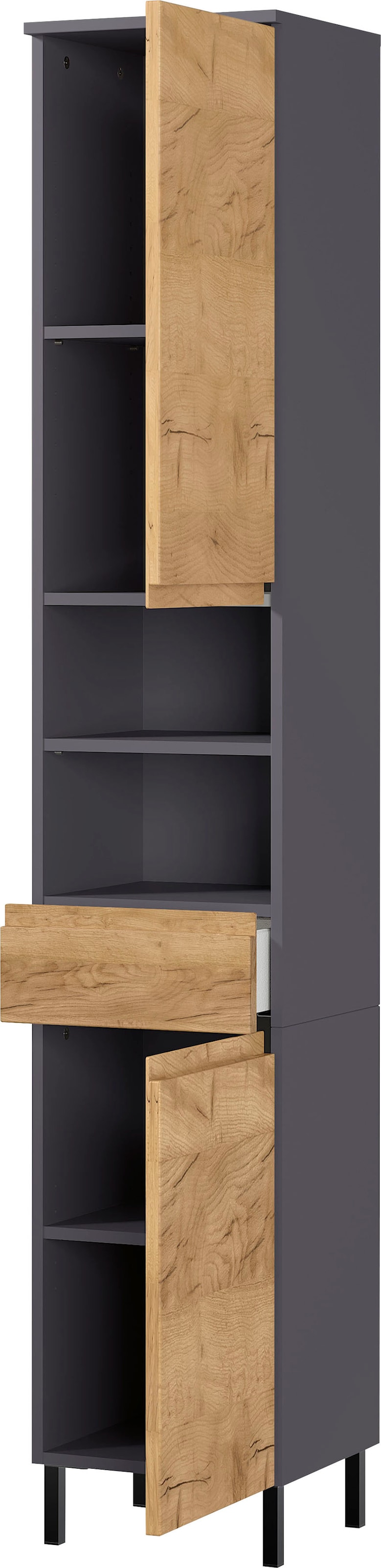 GERMANIA Hochschrank »Scantic«, Breite 34 cm, Badezimmerschrank, 2 Türen, 1 Schubkasten, 2 Fächer