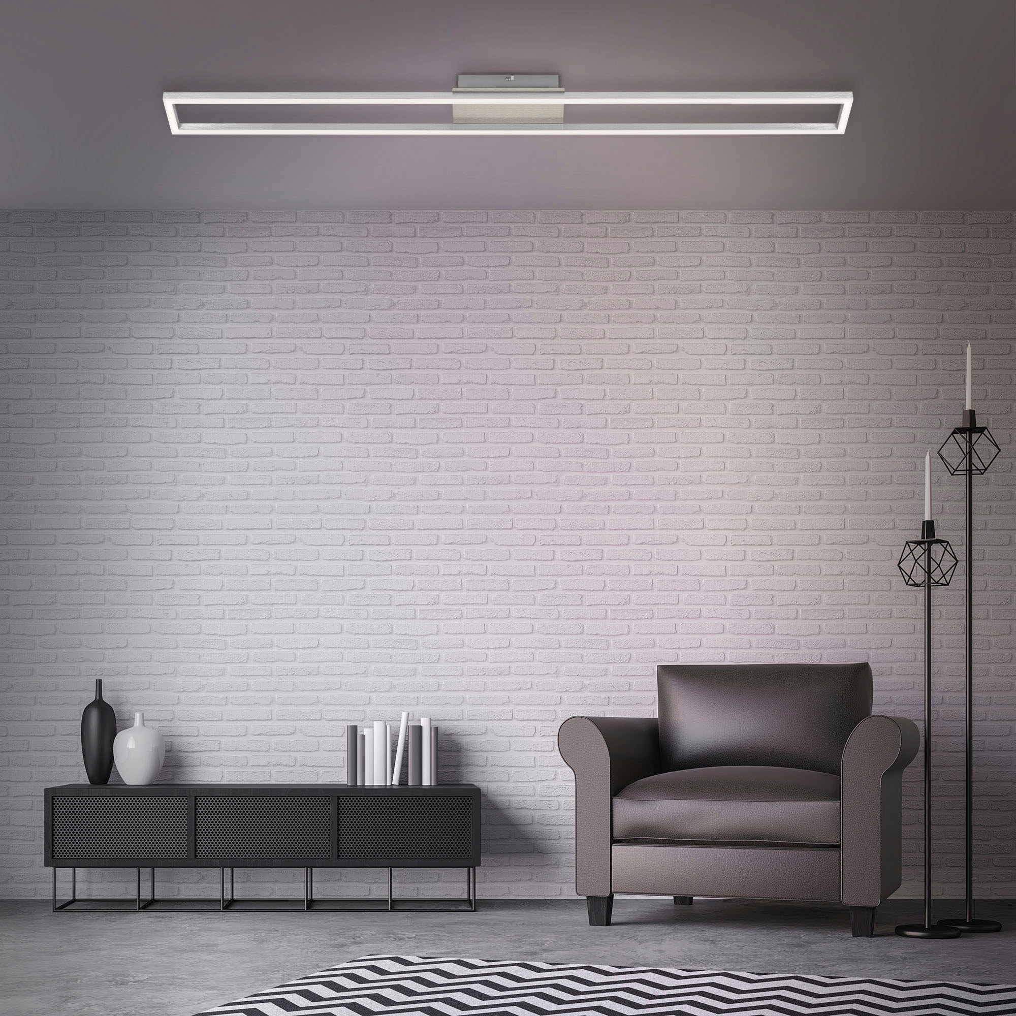 Briloner Leuchten LED Deckenleuchte »3094012 FRAME« LED-Board Warmweiß Deckenlampe, 110x12x5cm, Matt-Nickel, 18W, Wohnzimmer, Schlafzimmer