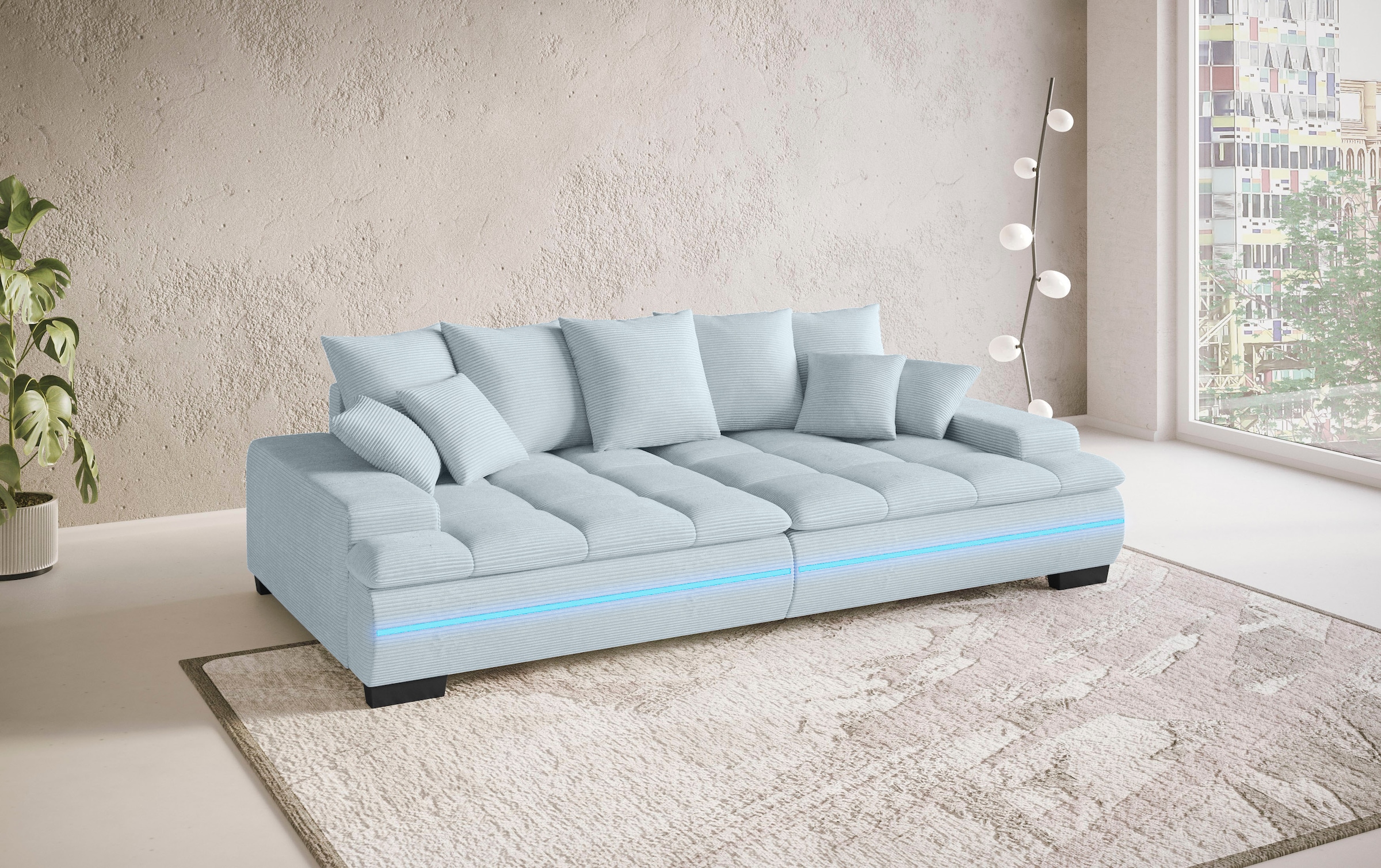 Mr. Couch Big-Sofa »Haiti II RGB-LED«, RGB-LED Beleuchtung, mit Handwerklich gearbeiteter Komfort-Steppung