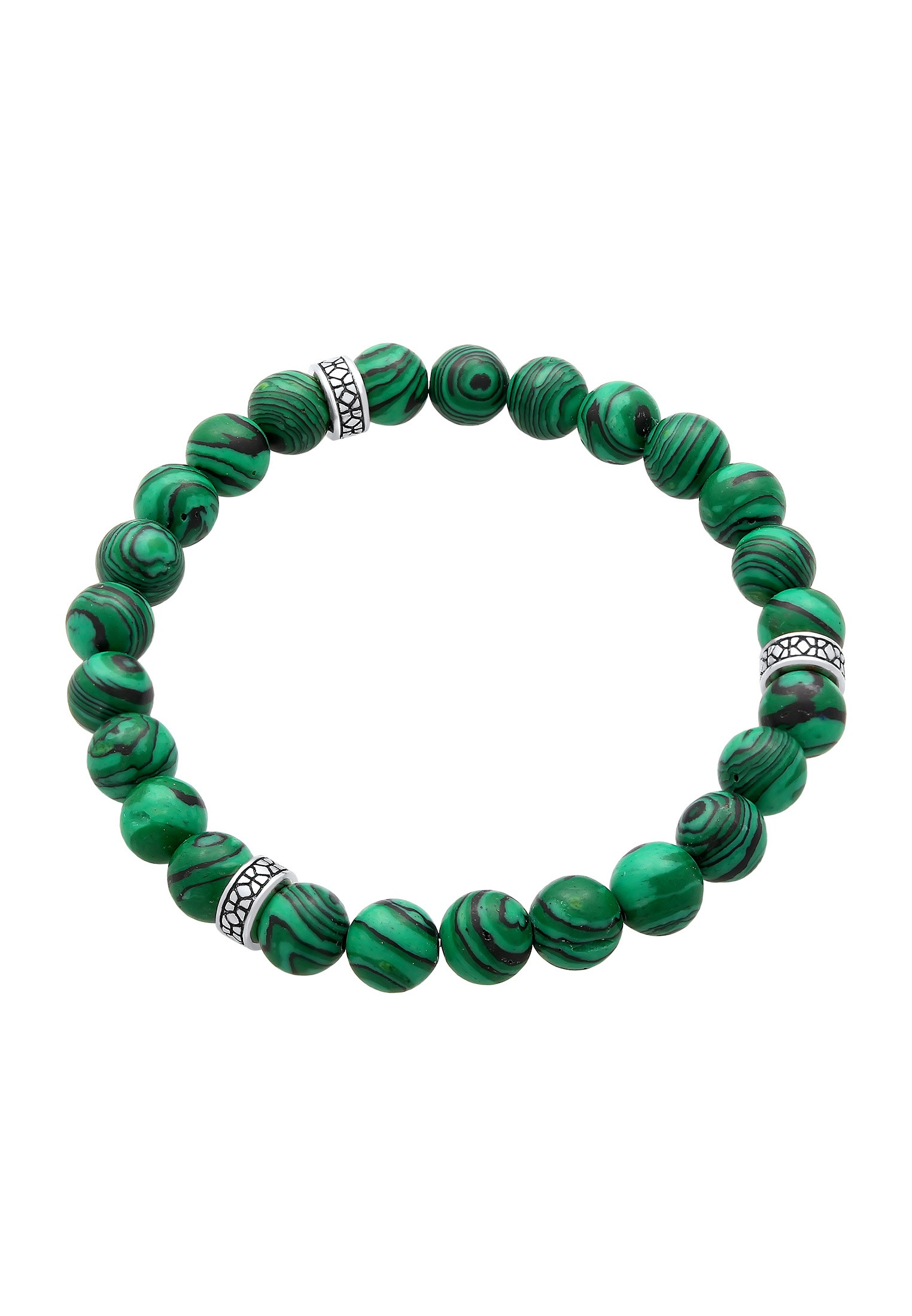 Kuzzoi Armkette »Armband Herren synth. Malachit Bead Oxidiert 925 Silber«