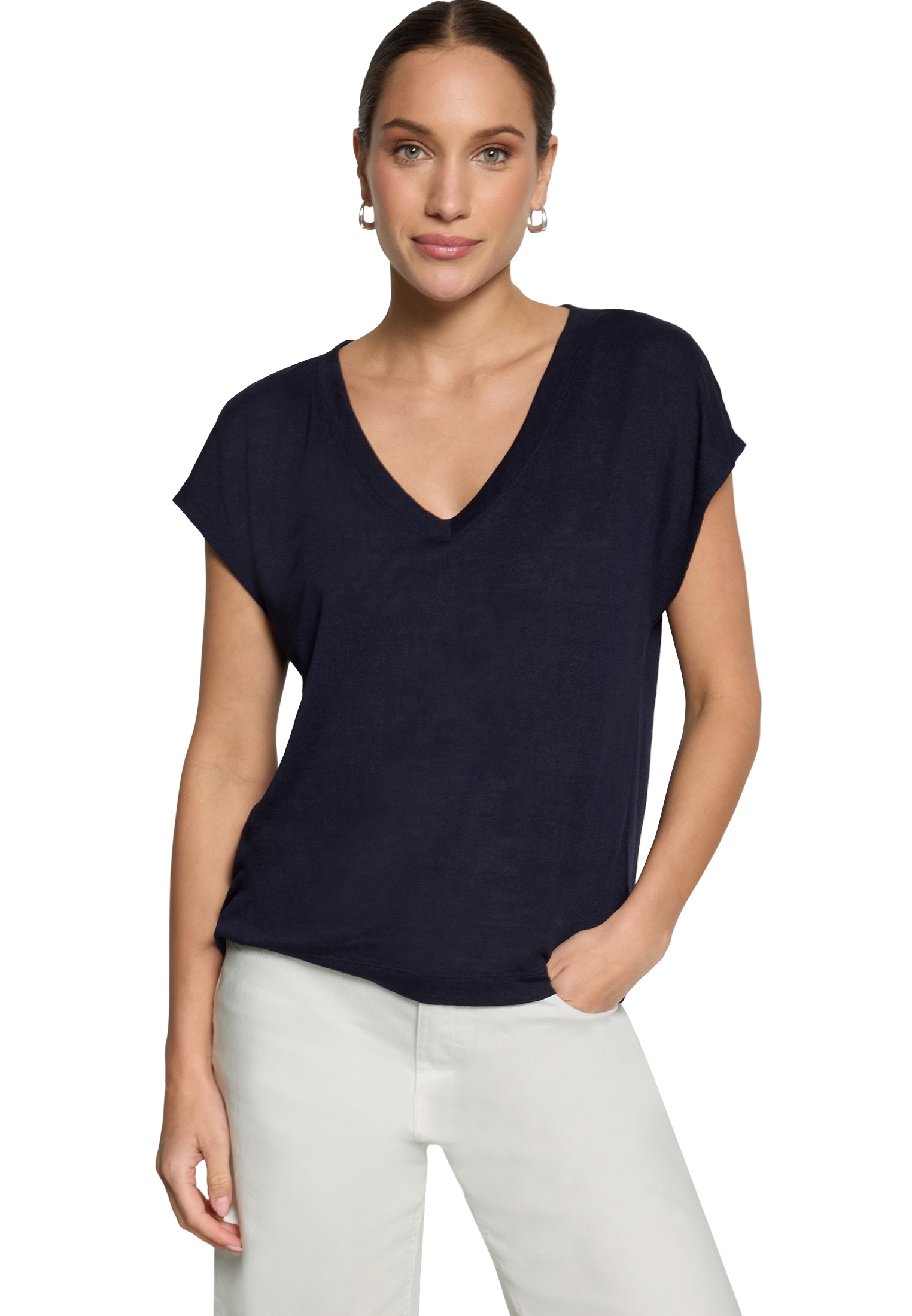 Zero Shirttop »Kurzarm-Shirt mit V-Ausschnitt«