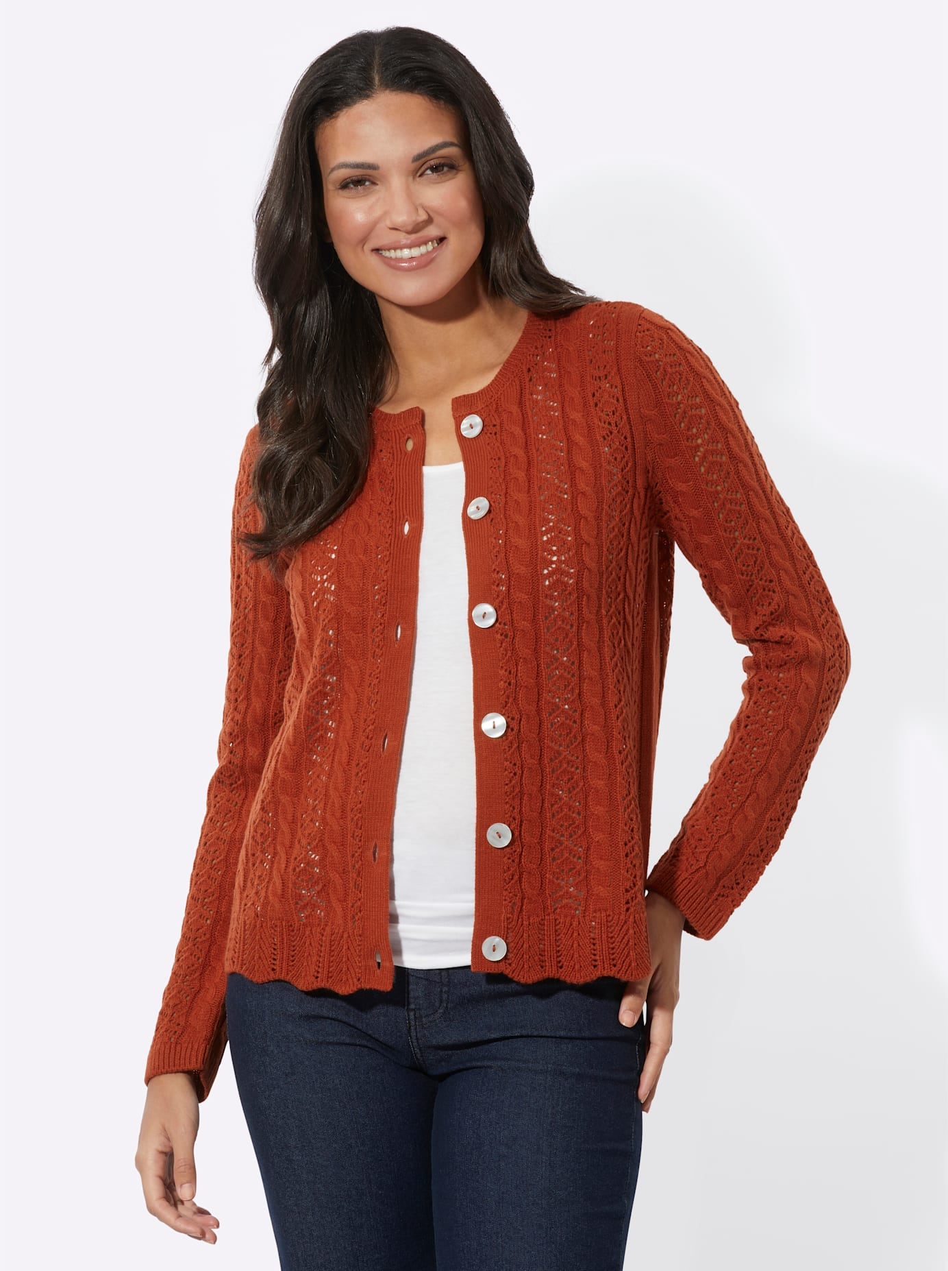 Classic Basics Ajourstrickjacke