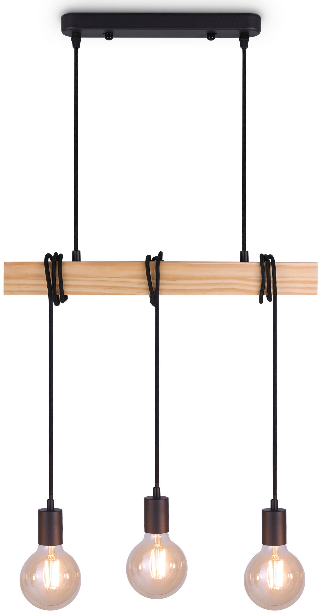 Paco Home Pendelleuchte »SINA«, Leuchtmittel E27 | ohne Leuchtmittel, LED Pendellampe Hängeleuchte Wohnzimmer Esszimmer Vintage Holz 3x E27