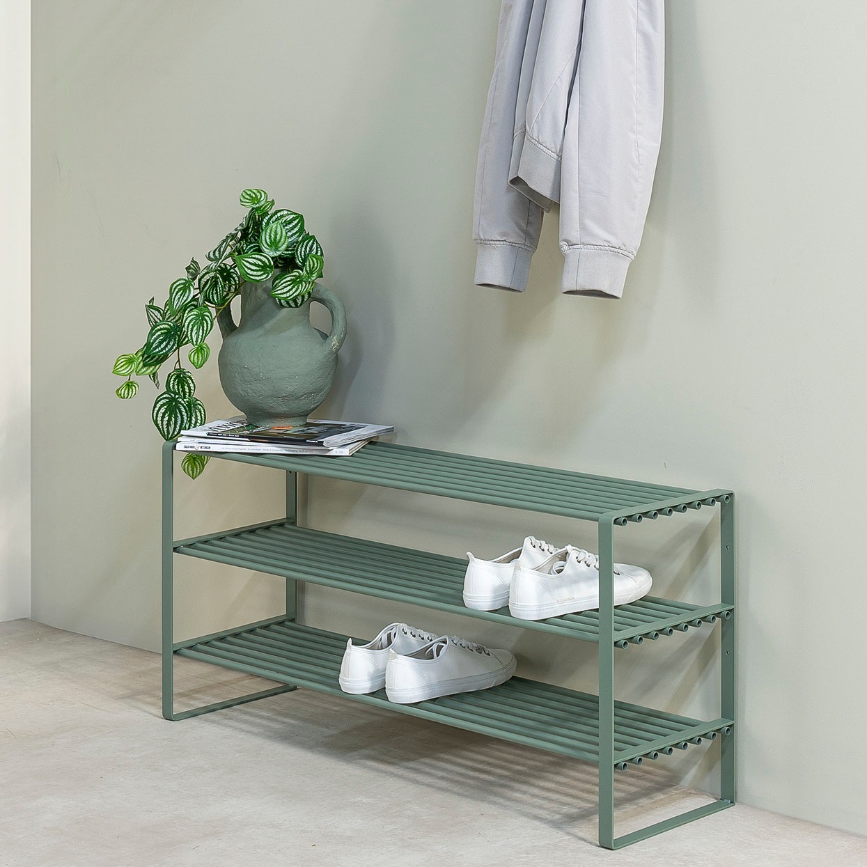 Spinder Design Garderobenleiste »REX«, (1 St.), Wandgarderobe aus Stahl mit Hutablage und 5 bzw. 7 Haken