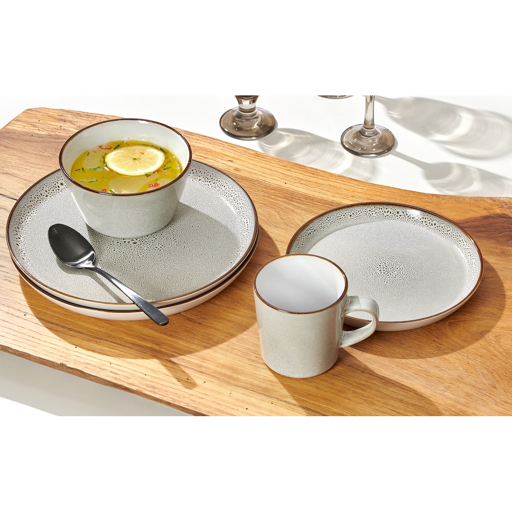 Ritzenhoff & Breker Kombiservice »Geschirr-Set, Service Visby«, (Set, 16 tlg., 4 Kaffeebecher, 4 Schalen, 4 Teller Flach und 4 Teller), skandinavisches, minimalistisches Design, 16 Teile, für 4 Personen