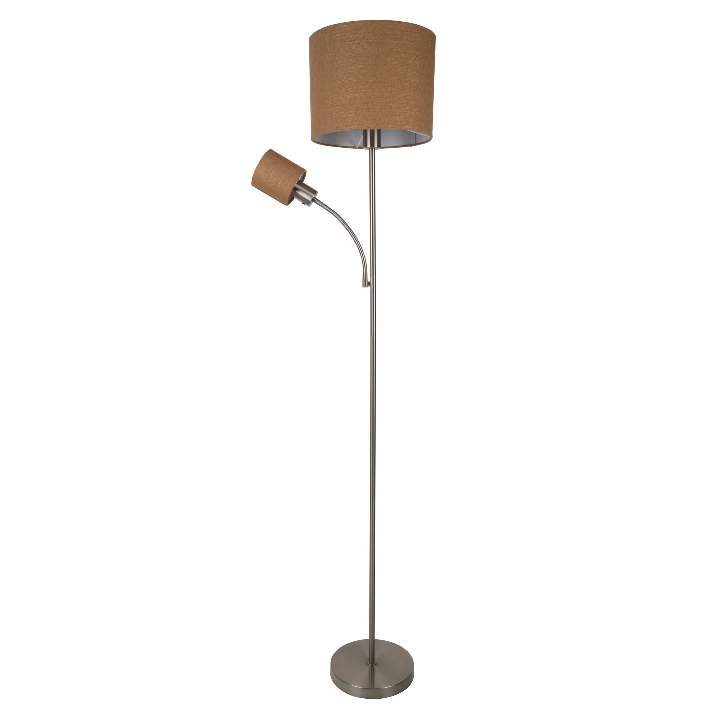 näve Stehlampe »Filomena« E14 | E27 1 Stk. Schirm braun, inkl. Lesearm, inkl. Druckschalter, H: 165cm