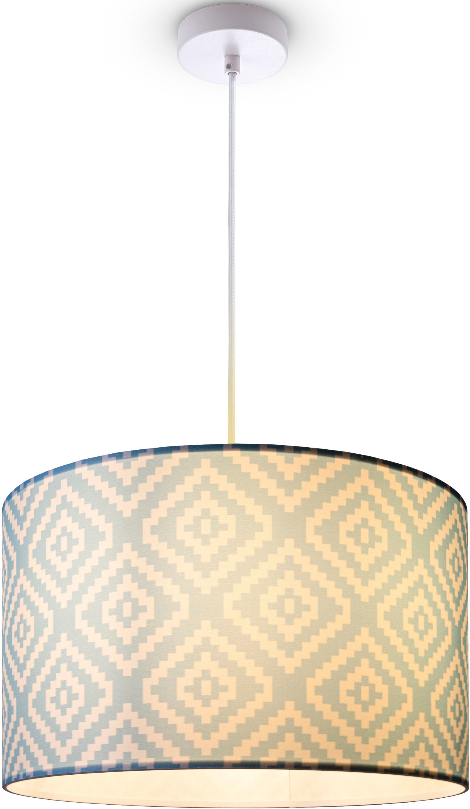 Paco Home Pendelleuchte »Hugo Stella« E27 Pendelleuchte Wohnzimmer Lampenschirm Stoff  Rund Retro Vintage Textil