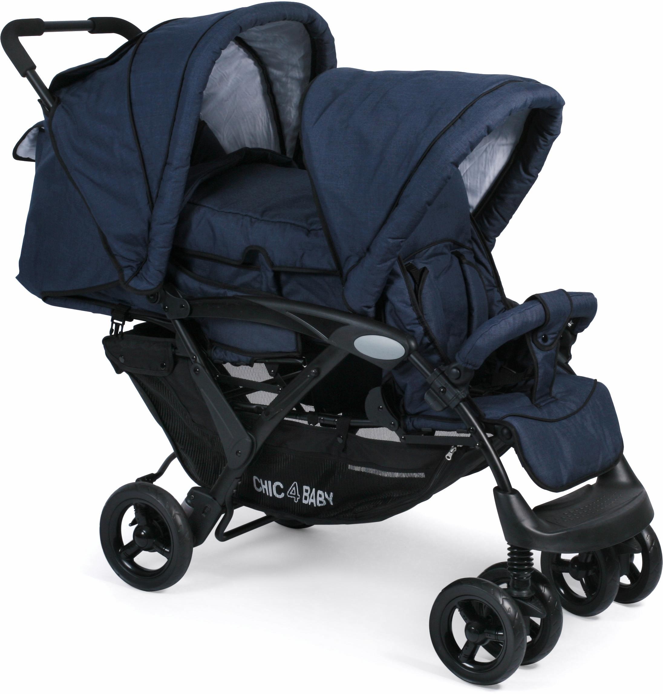 CHIC4BABY Geschwisterwagen »Duo, navy«, mit feststellbaren Doppelschwenk-Vorderrädern