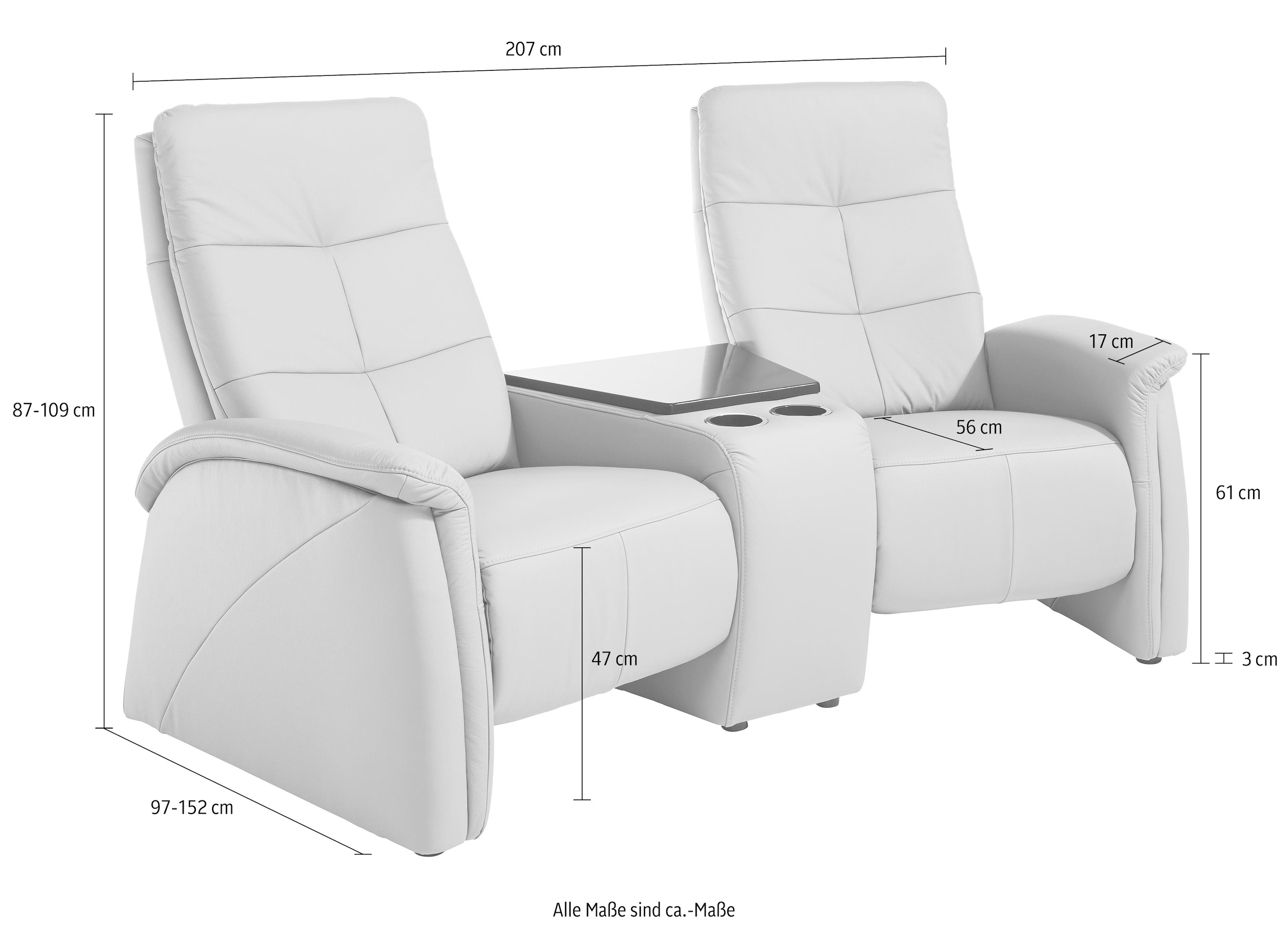 exxpo - sofa fashion 2-Sitzer »Tivoli, Kinosofa, bequem,« mit Relaxfunktion, integrierter Tischablage und Stauraumfach