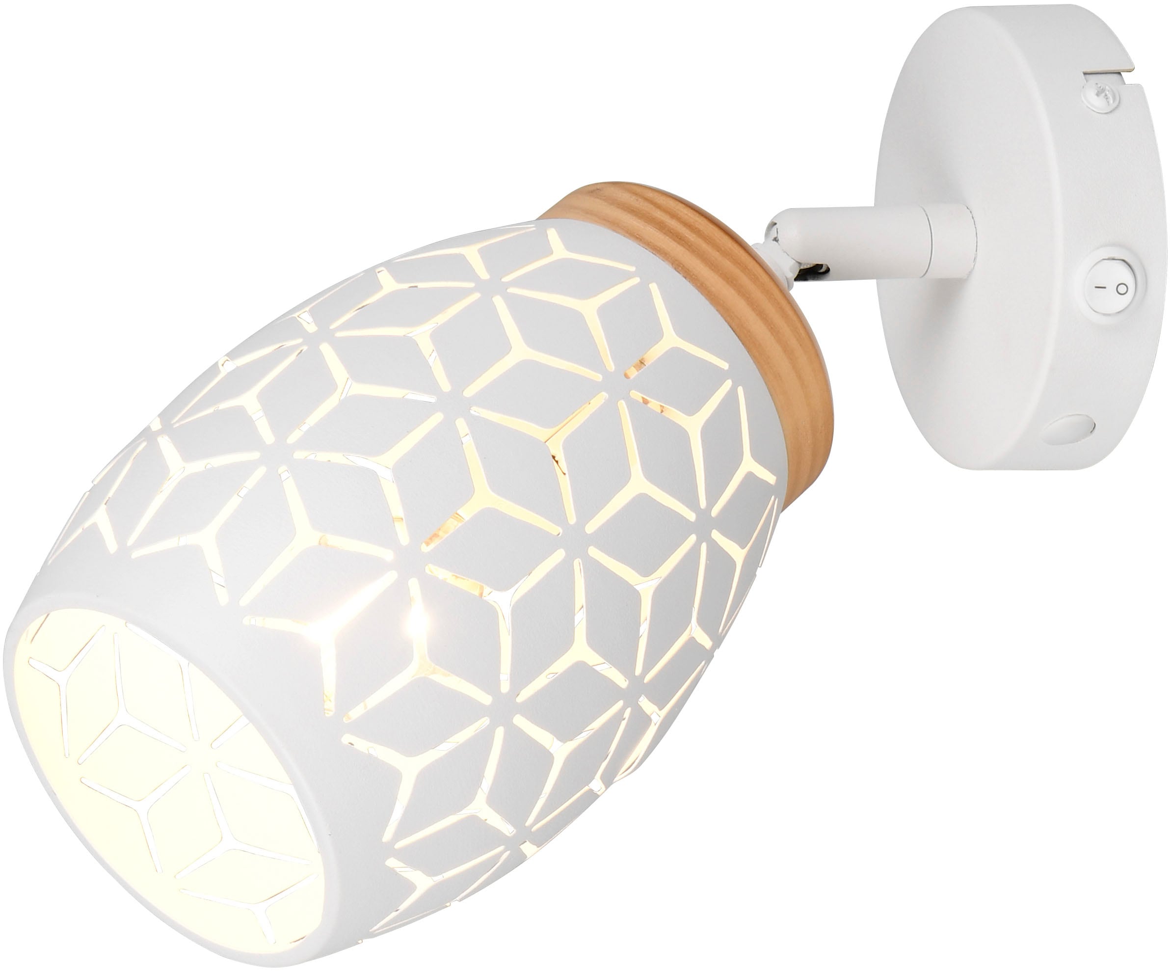 REALITY Leuchten Wandstrahler »BIDAR, Wandlampe mit verstellbarem Spot, exkl 1x E14 max 10W« E14 1 Stk. warmweiß - kaltweiß Kippschalter ON/OFF, Metall-Lampenschirm Lasercut Optik Ø 12cm