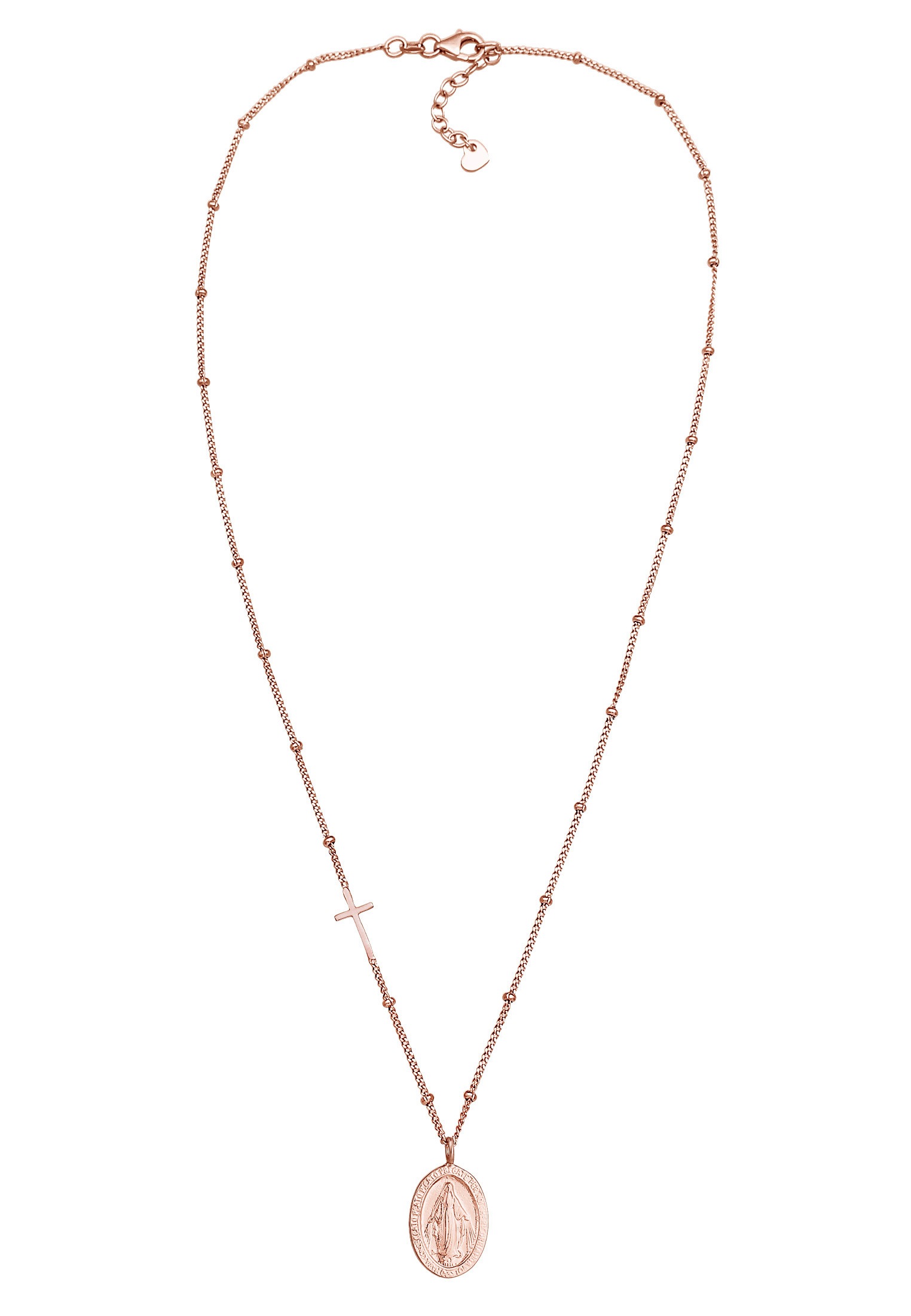 Elli Kette mit Anhänger »Halskette Kugelkette Kreuz Marienbild 925 Sterling Silber«