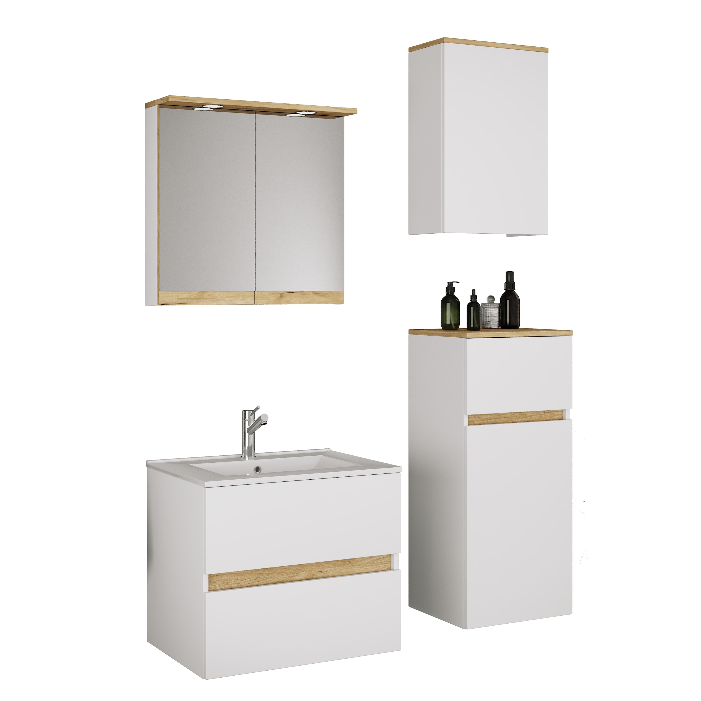 VCM Waschtisch »5 tlg. Badmöbel-Set mit Waschbecken Cosila-I 61 cm« 5 Stk. tlg.