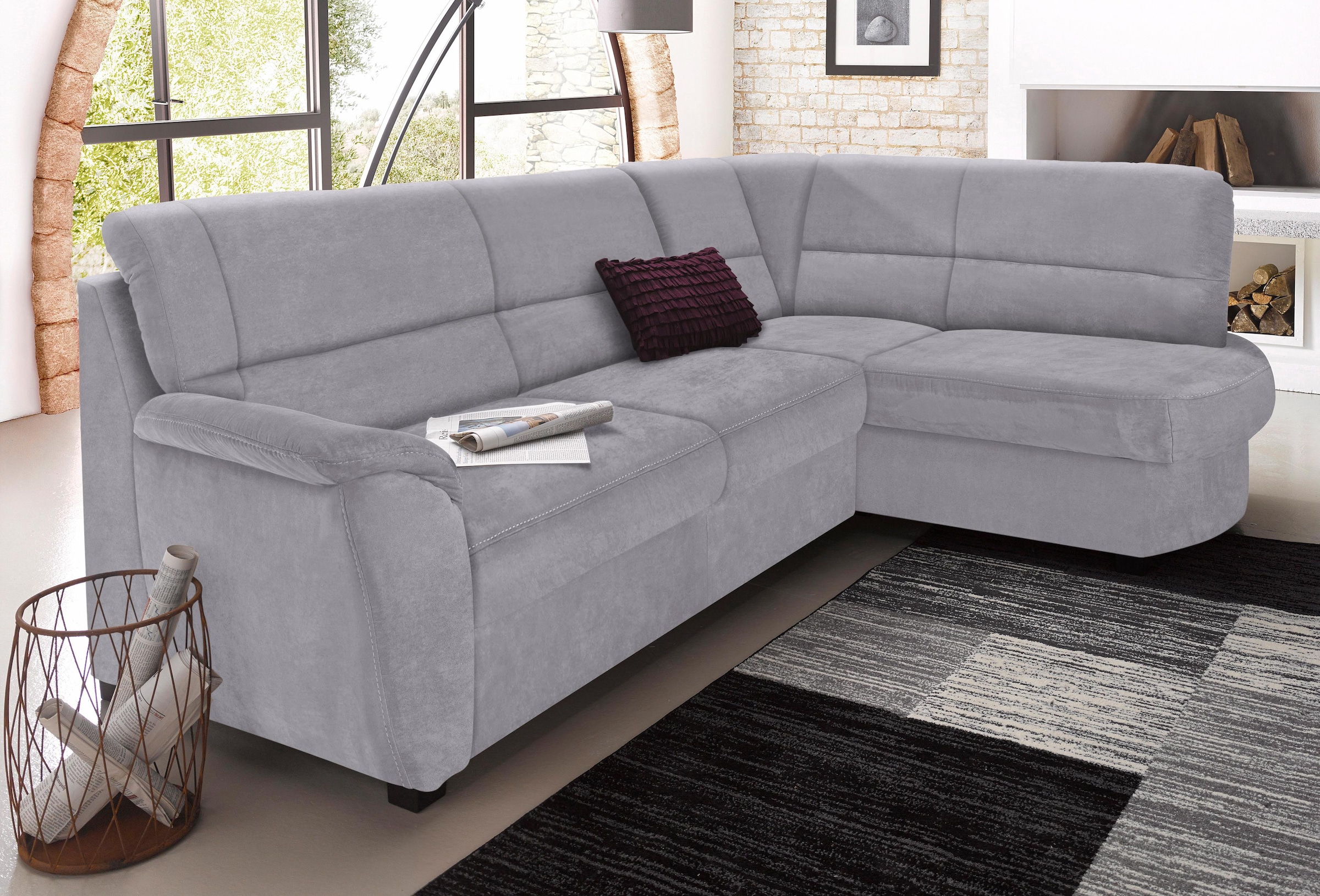 sit&more Ecksofa »Pandora L-Form«, wahlweise mit Bettfunktion und Bettkasten