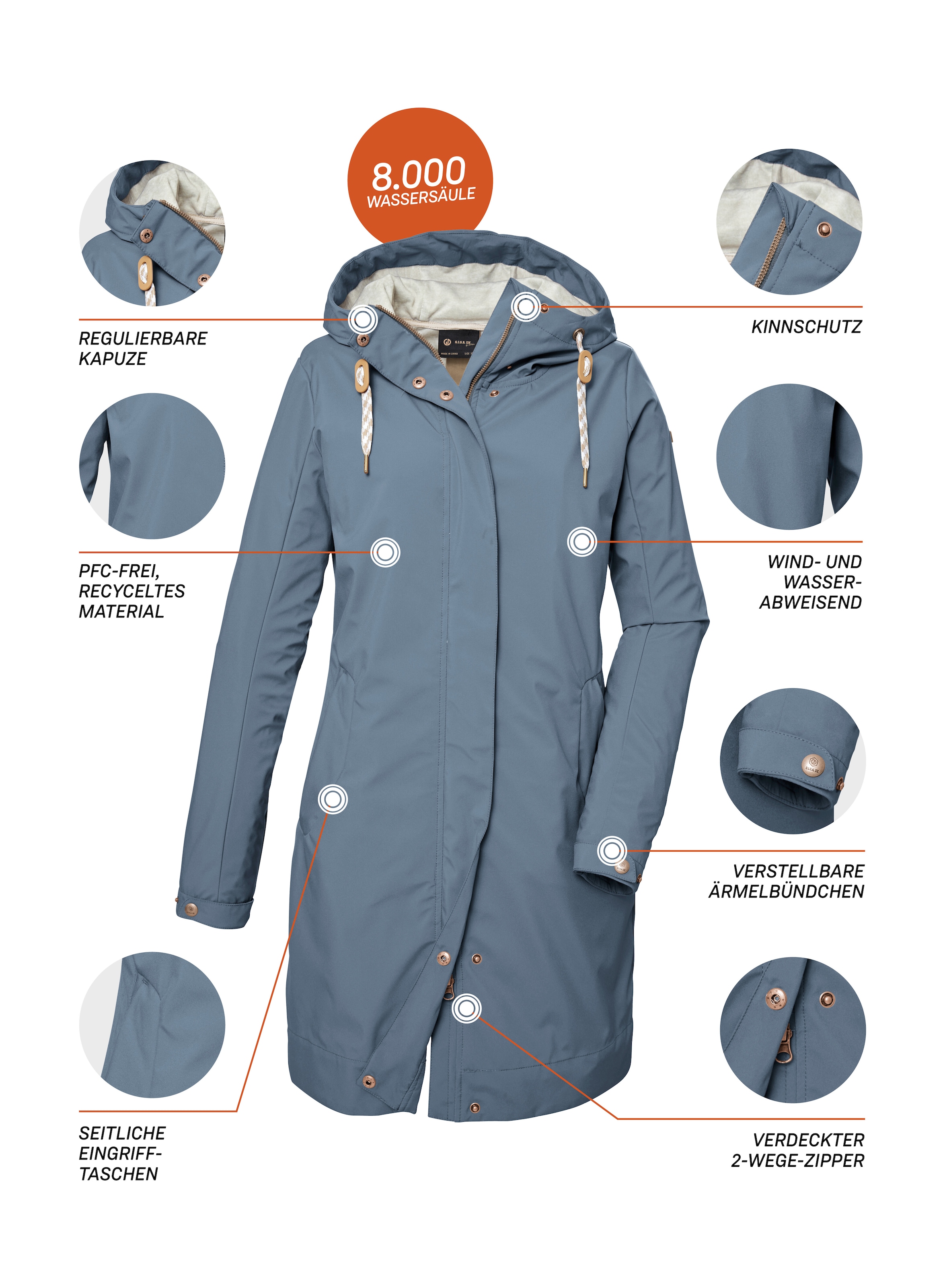 G.I.G.A. DX by killtec Softshellparka »GS 16 WMN SFTSHLL PRK«, Wasserdichter, atmungsaktiver Parka aus recycelten Materialien