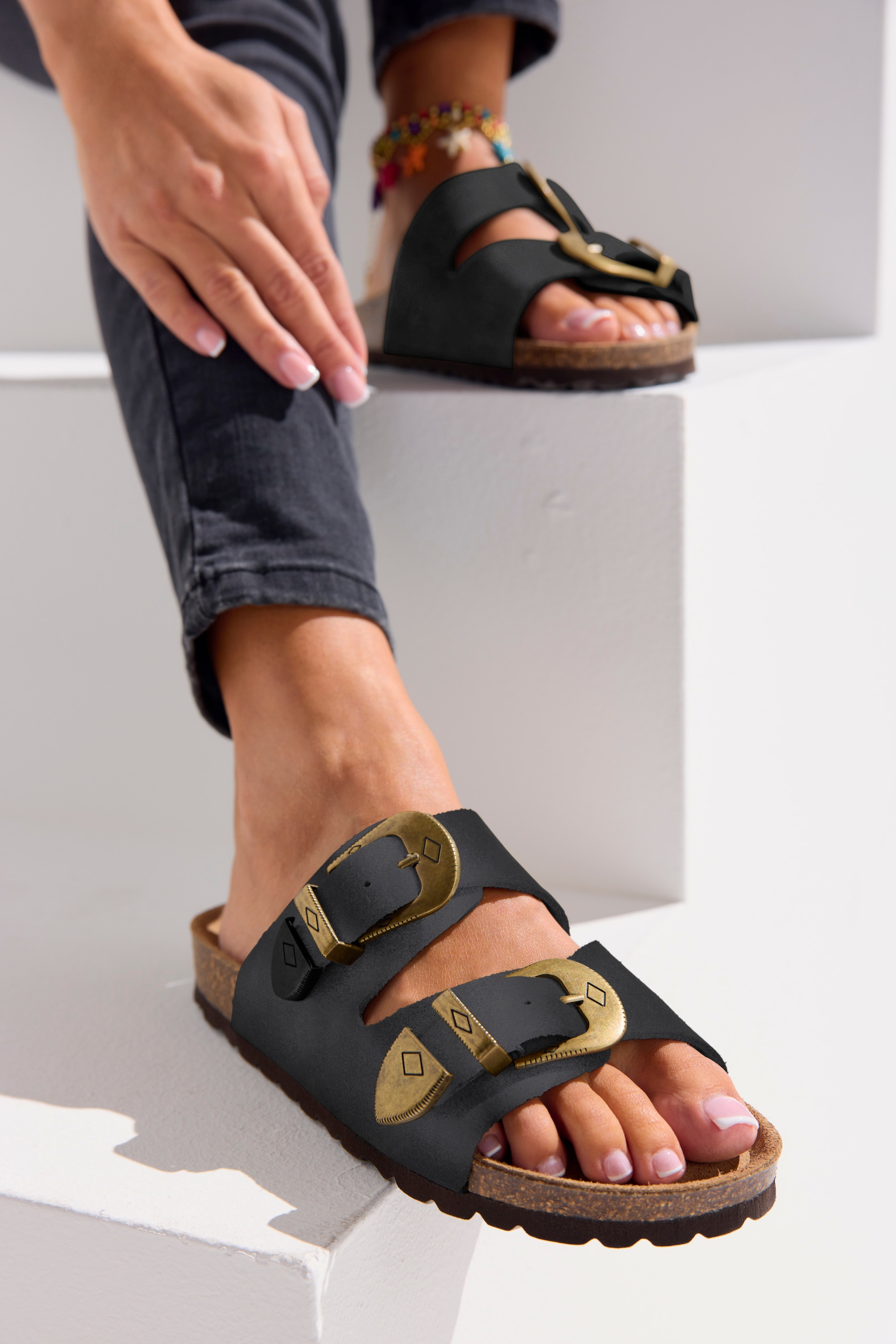 French Connection Pantolette »Mule, Sandale, offener Schuh, Sommerschuhe, Sandale, Lederpantolette«  NEU aus hochwertigem Leder mit weichem Korkfußbett