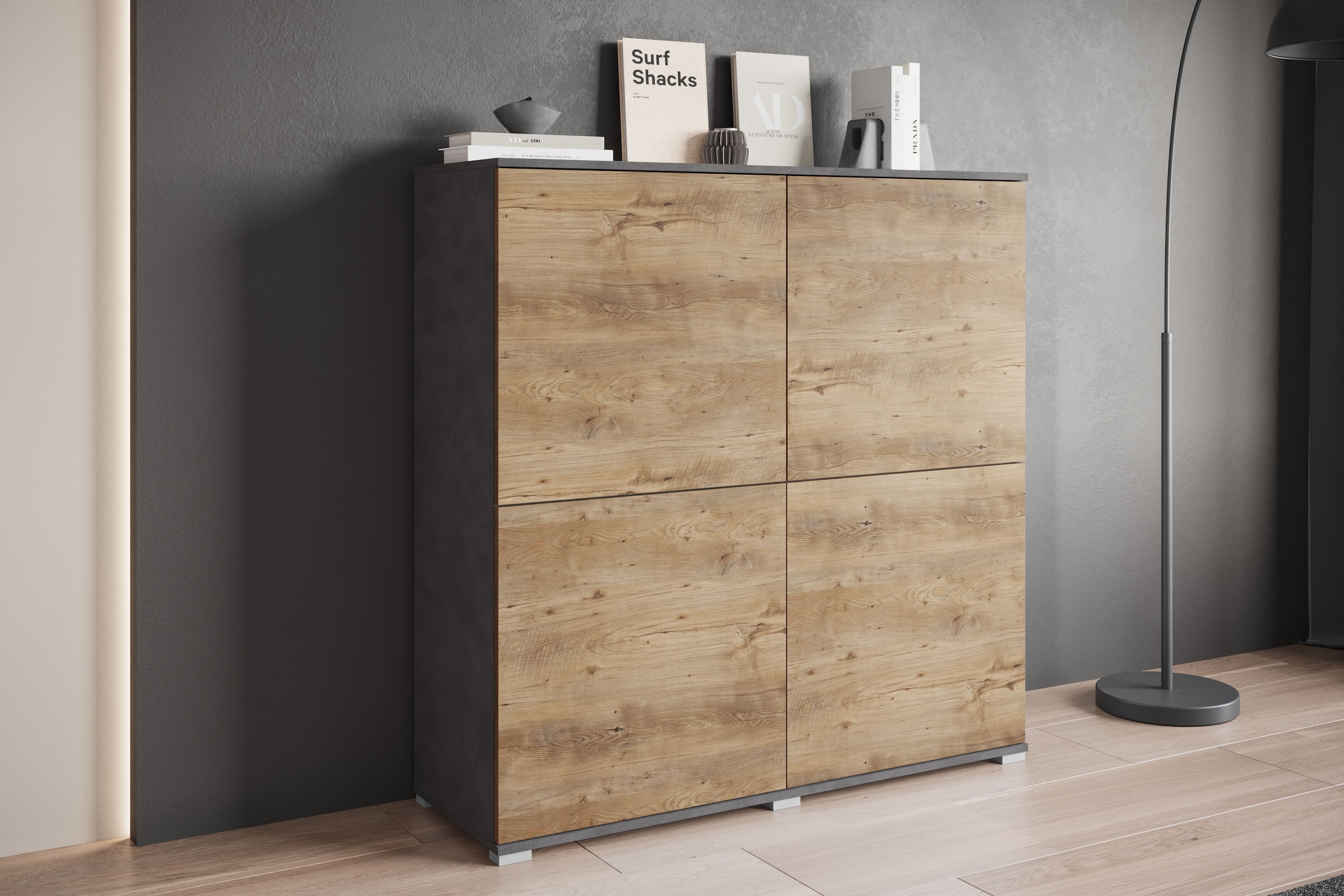 INOSIGN Highboard »Kenia, moderne grifflose Hochkommode mit 4 Türen, Breite 120 cm« 1 Stk. tlg. Push-to-Open-Fronten, höhenverstellbaren Einlegeböden