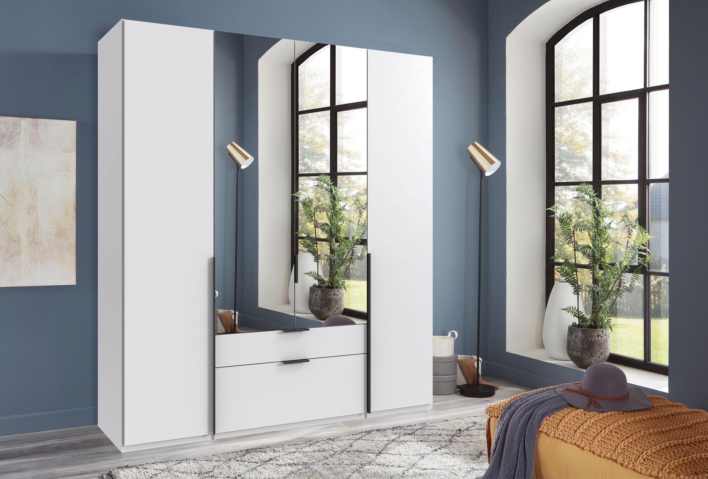 Wimex Kleiderschrank »Mugano, in vielen Breiten, 208 oder 236cm hoch, Made in Germany«, (mit langen oder kurzen Griffen aus Metall), wahlweise mit oder ohne Spiegel, mit Schubladen