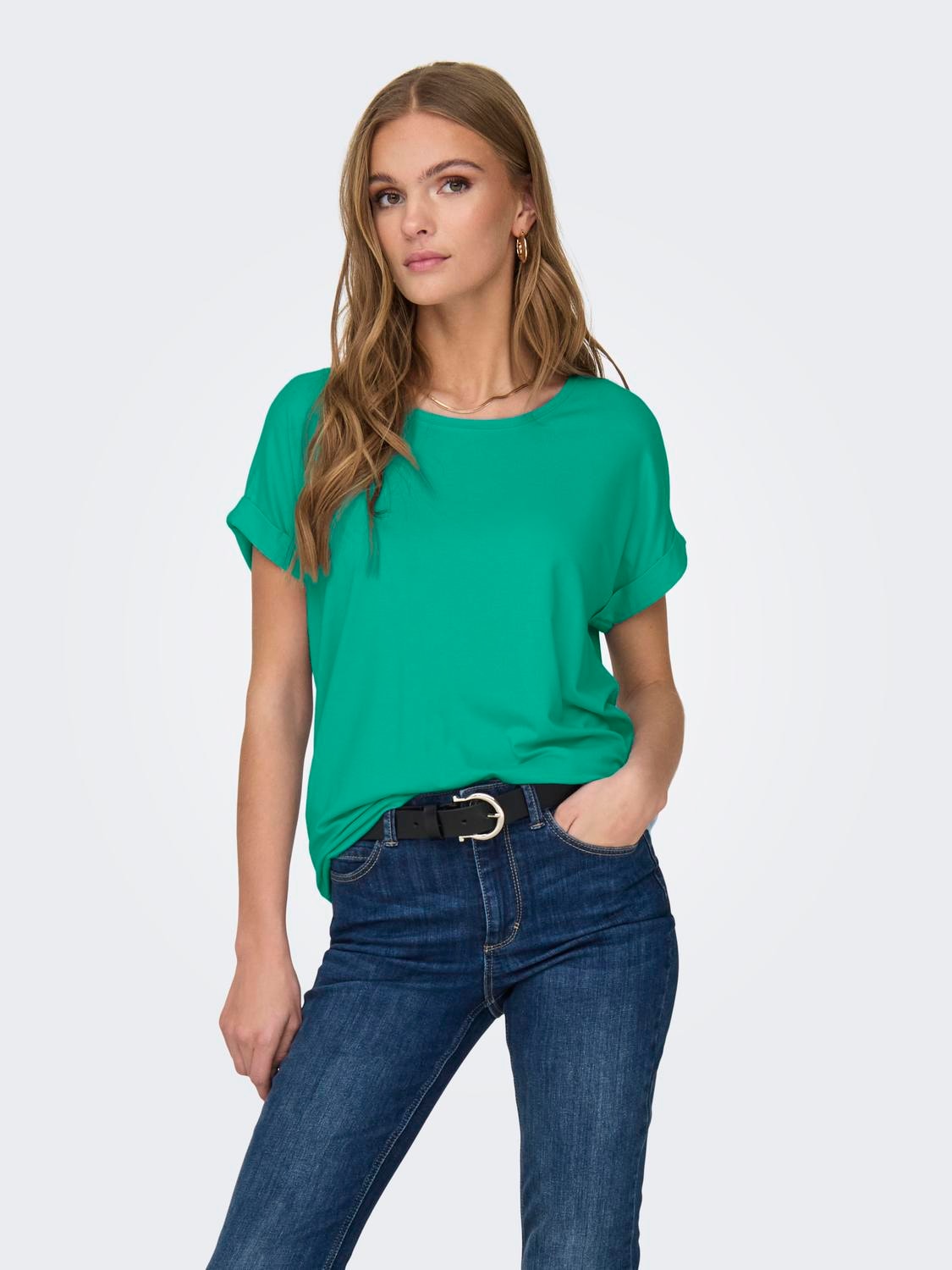 T-Shirt »ONLMOSTER S/S O-NECK TOP NOOS JRS«, mit Aufschlag am Arm