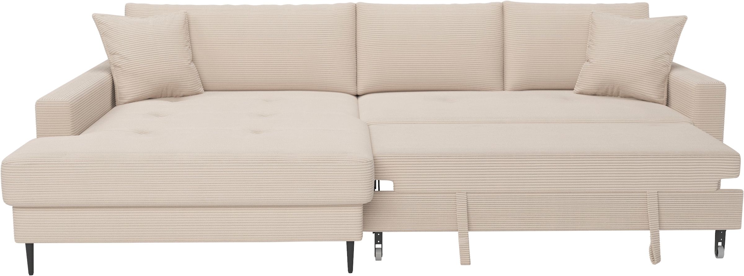 OTTO home Ecksofa »Summer L-Form, B: 284 cm, Schlaffunktion, 2 Zierkissen« optional mit Kopfstützen, Wellenfederung, frei stellbar