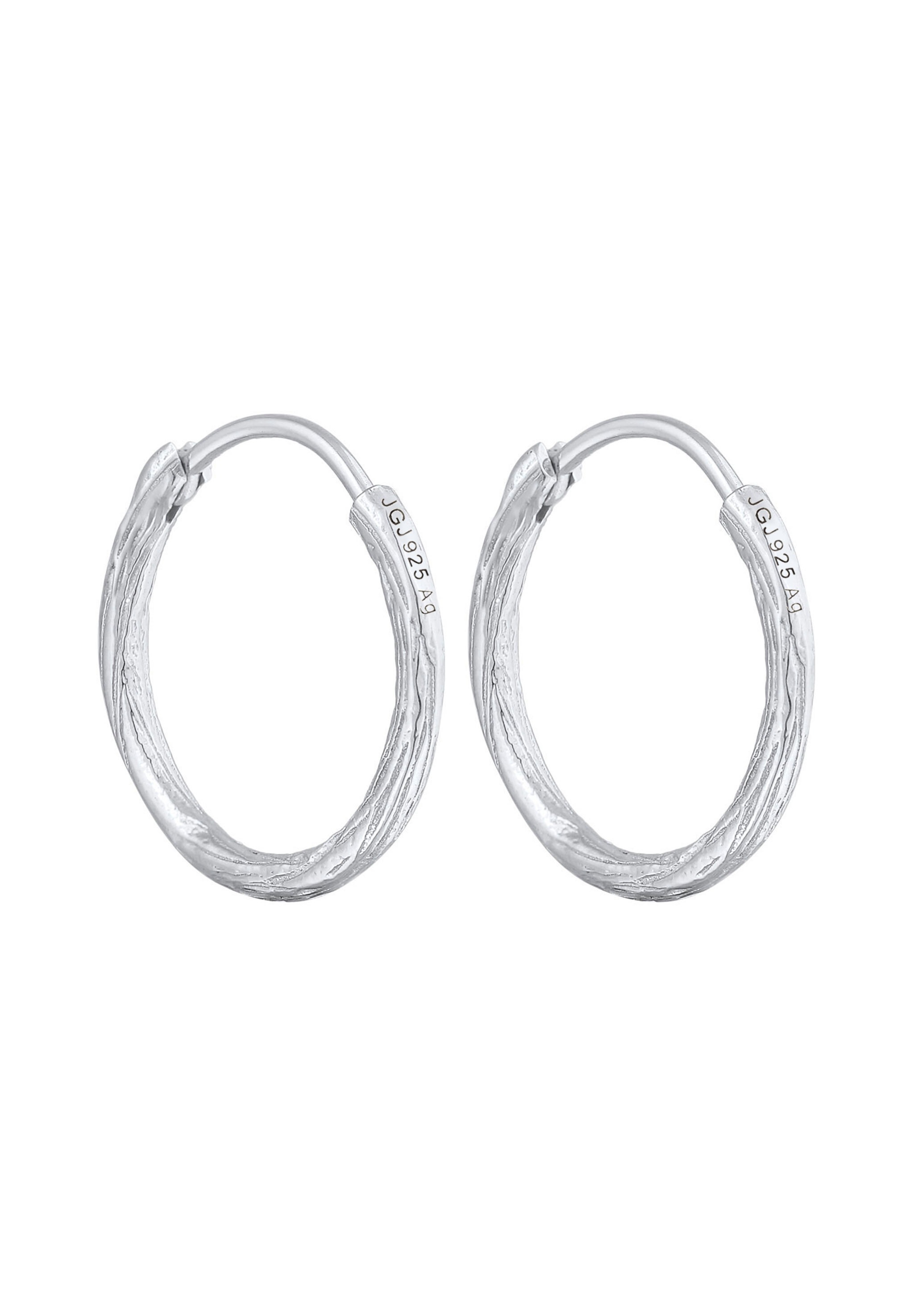 Elli Paar Creolen »Ohrringe Creole Casual Raues Finish 925 Silber«