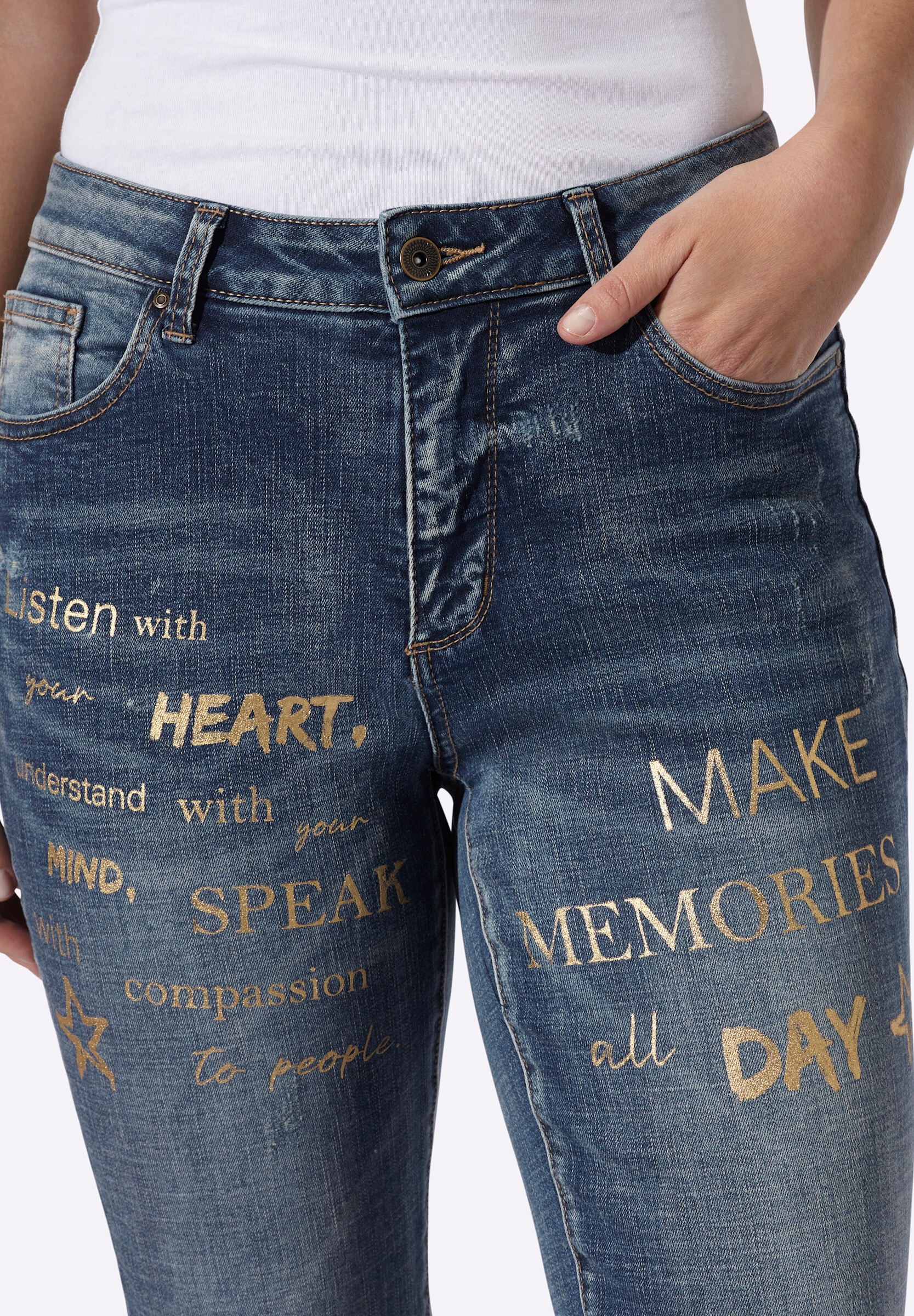 heine 5-Pocket-Jeans »Jeans Jeans mit Foliendruck«