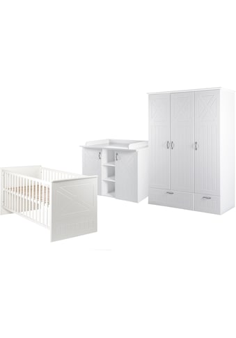Babyzimmer-Komplettset, (Set, 3 St., Kinderbett, Schrank, Wickelkommode), mit...