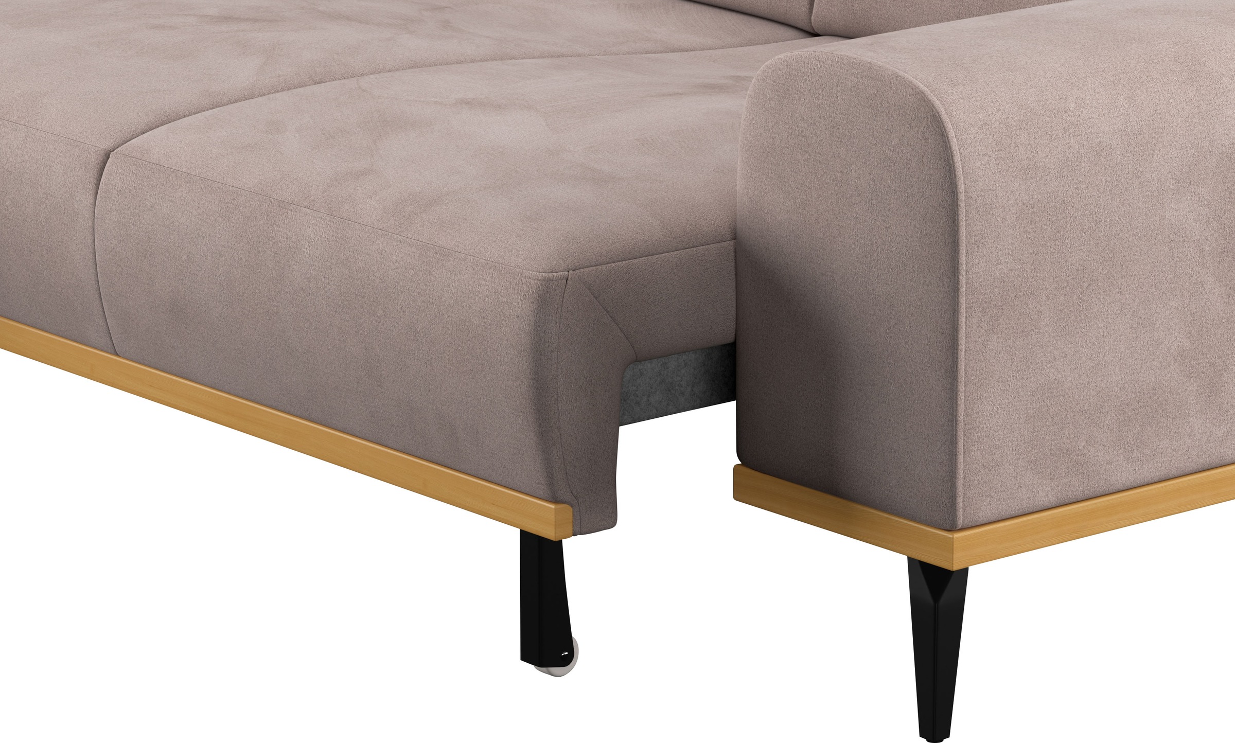 Places of Style Ecksofa »Carlo L-Form«, mit Kopfteilverstellung & Holz-Rahmenoptik, optional Relaxfunktion