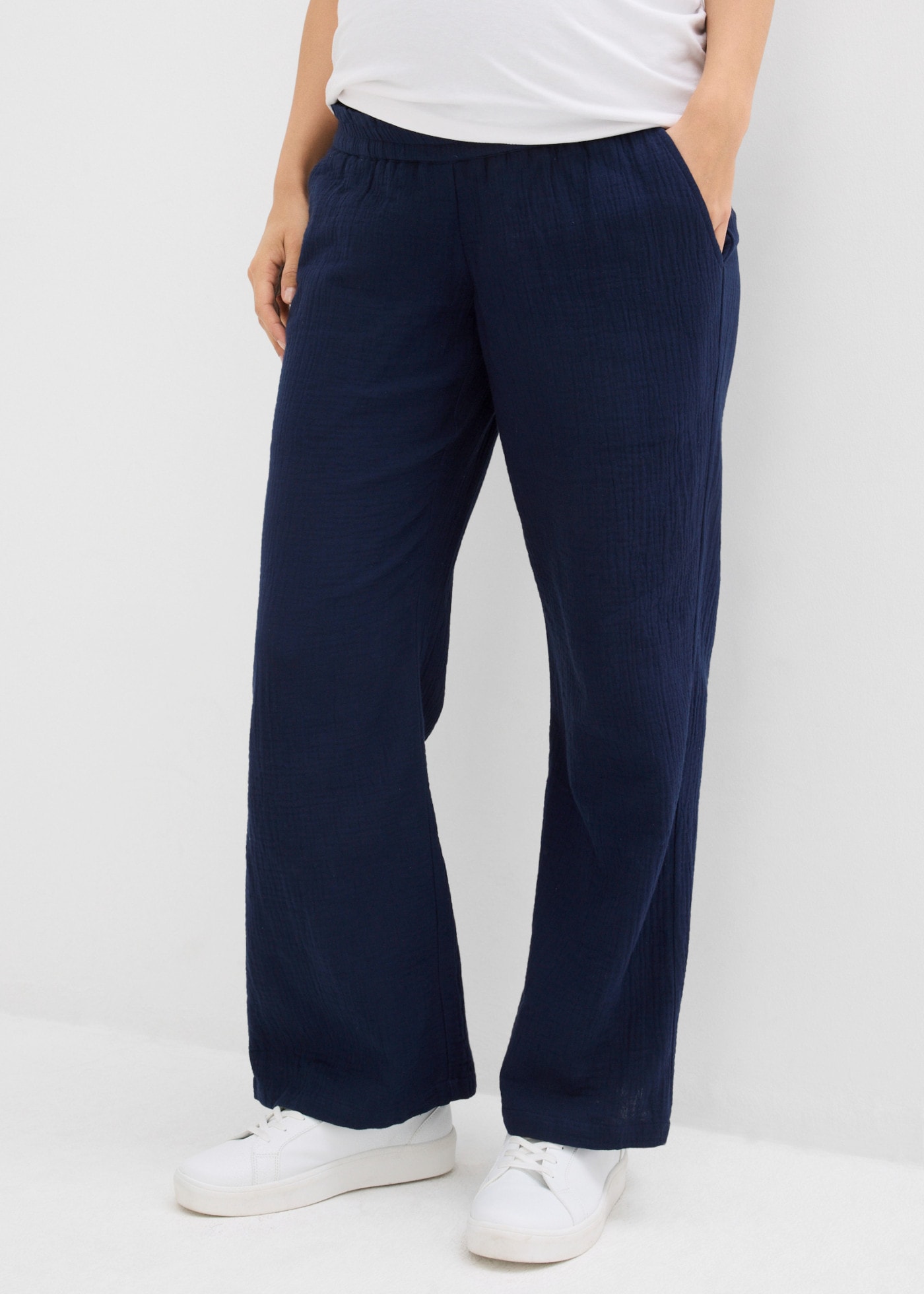 bonprix Umstandshose  aus Baumwolle, atmungsaktiv, mit breitem Jerseybund