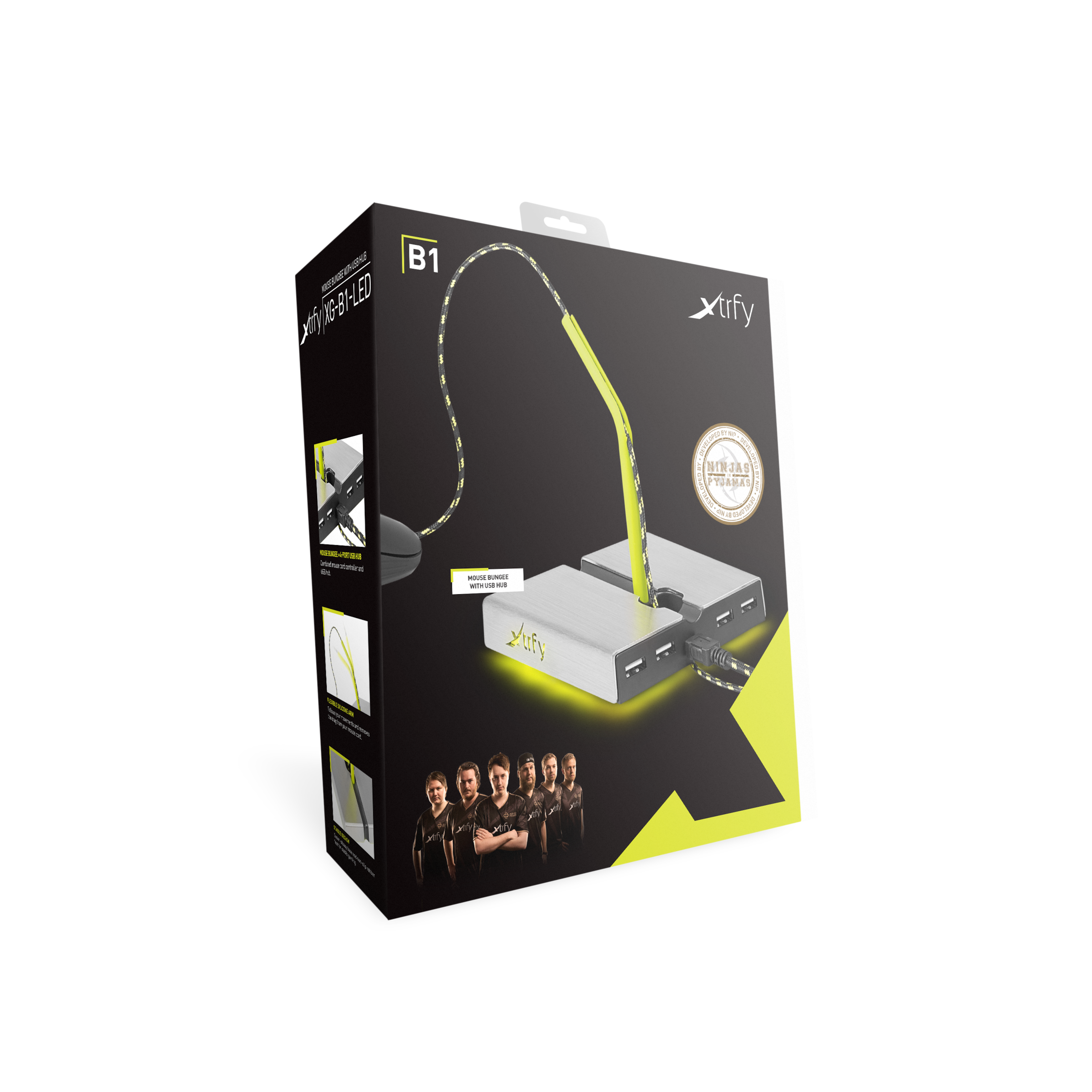 Cherry Xtrfy Mauskabelhalter »B1 Mouse Bungee«, Maus-Bungee mit 4-Port-USB-Hub