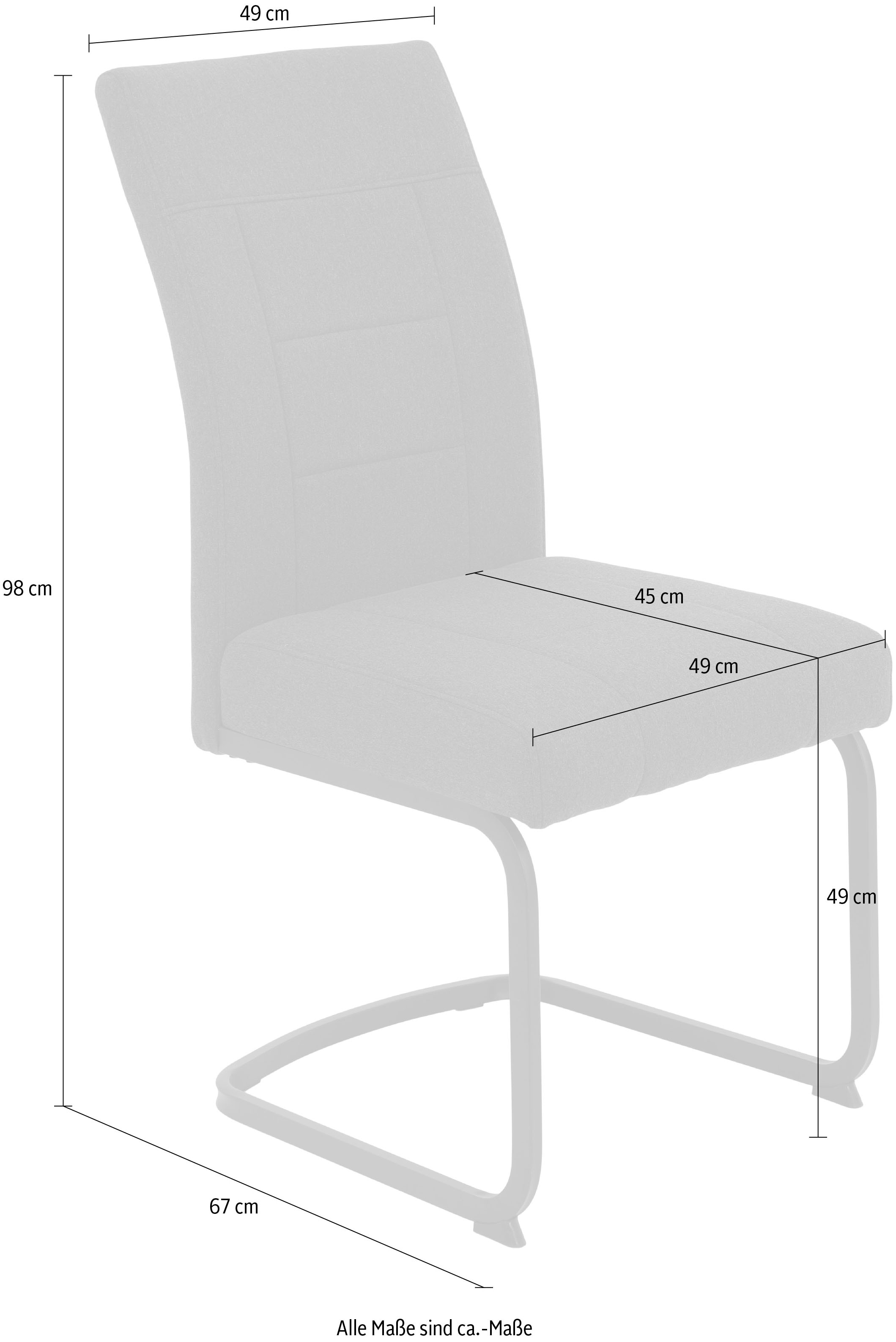 HELA Freischwinger »BRINDISI, Esszimmerstuhl«, (Set), 4 St., Webstoff-Flachgewebe, XL-Sitz,Federkorb,140kg belastbar,Zertifizierter "Waterfree" Stoff