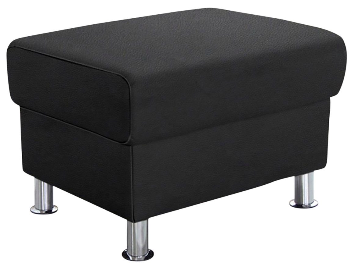 TRENDMANUFAKTUR Hocker »Rondo, Polsterhocker zur Serie, Breite 67 cm, Füße chromfarben«, Fußhocker wahlweise mit Federkern, in verschiedenen Bezügen bestellbar