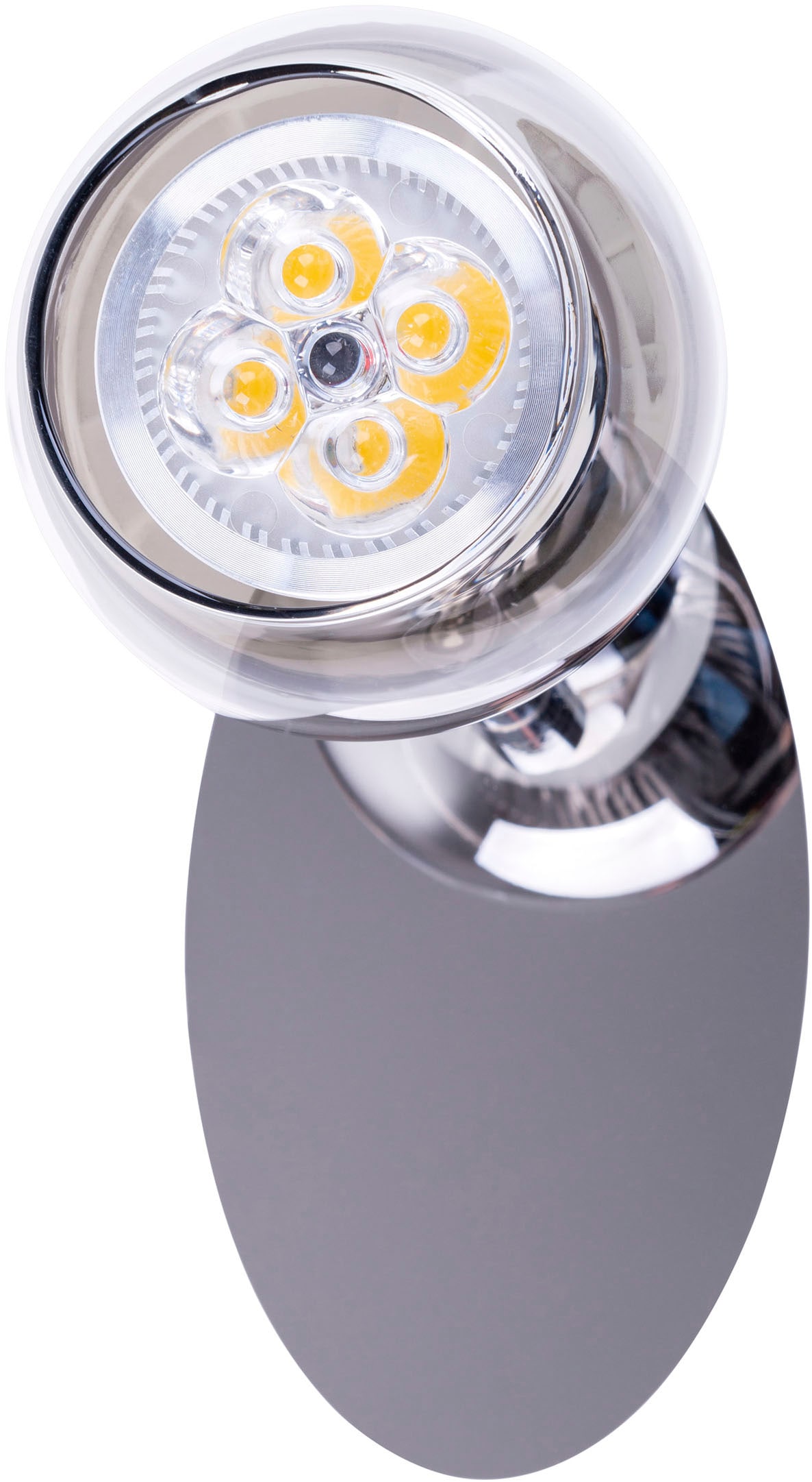 näve Wandstrahler »Boccia« GU10 1 Stk. Warmweiß 1flg. incl. LED GU10 6W, chrom, Glasschirm, verstellbarer Spot, D:14cm